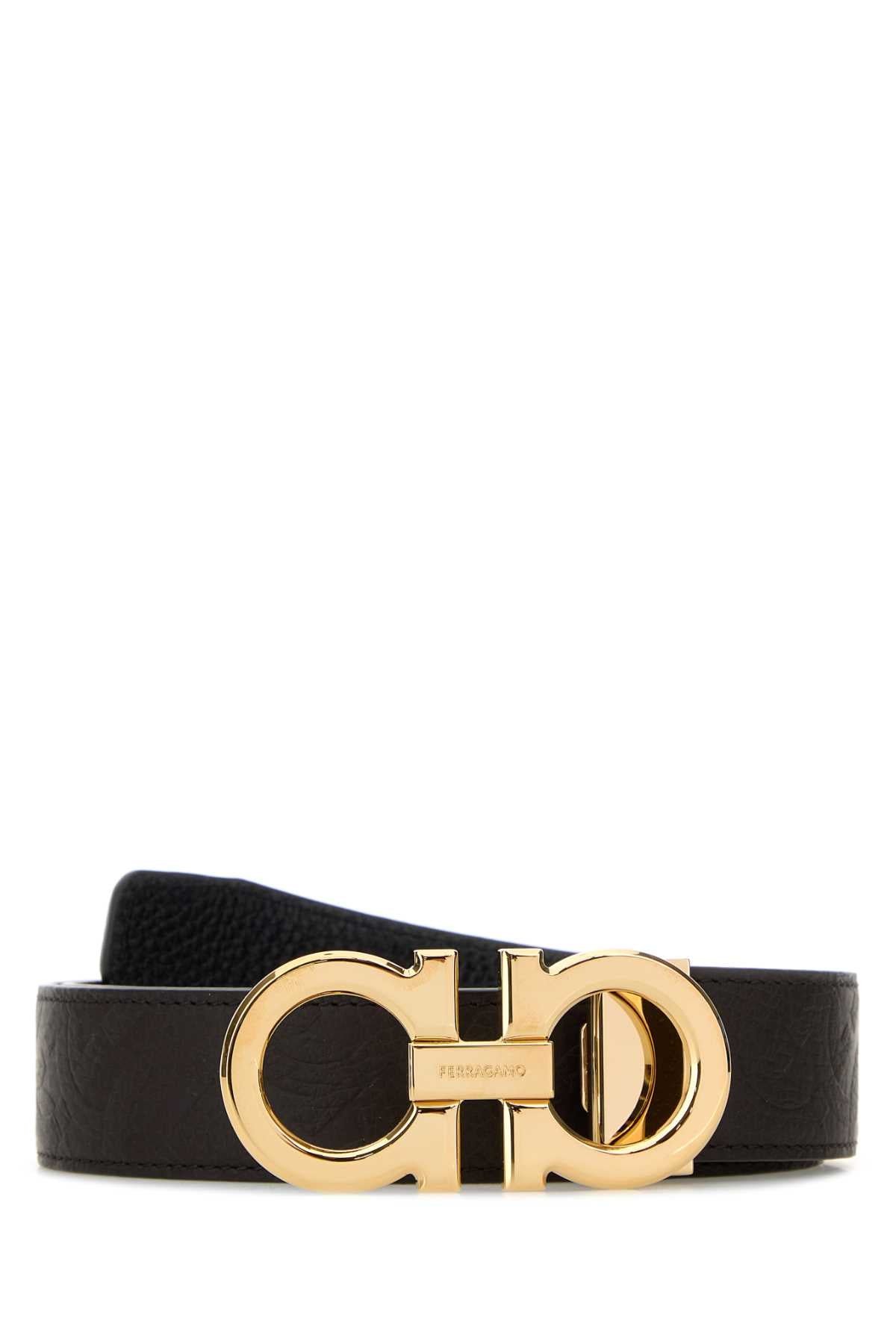 Salvatore Ferragamo Men Dark Brown Leather Reversible Belt