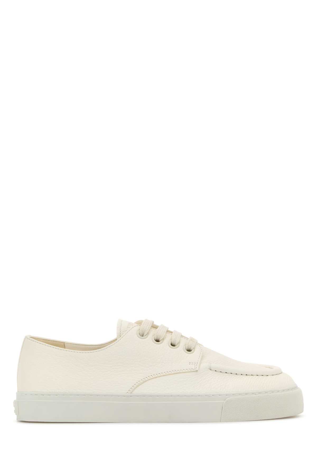 Prada Men Ivory Leather Sneakers PRADA