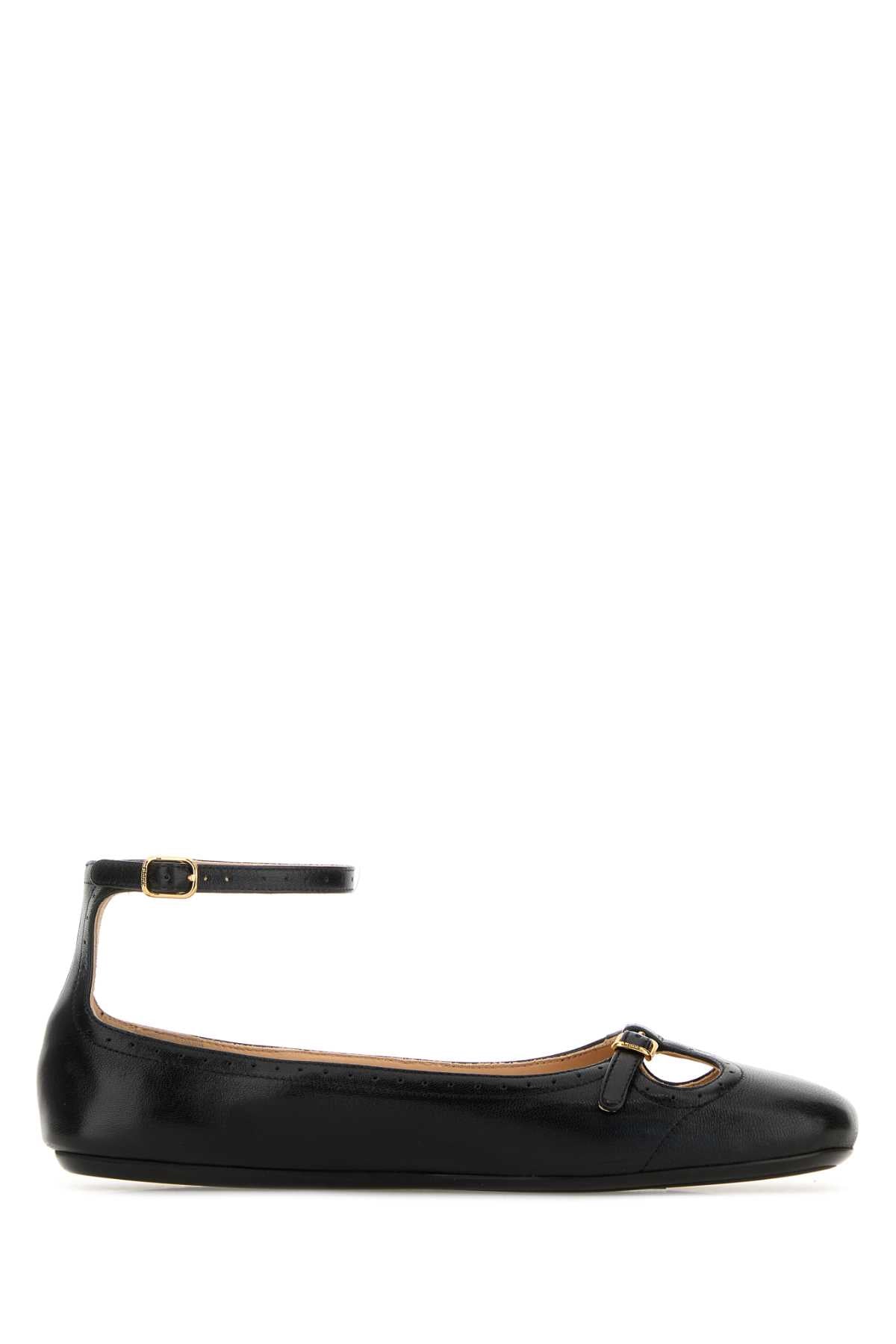 Chloe Women Black Leather Misty Ballerinas CHLOE