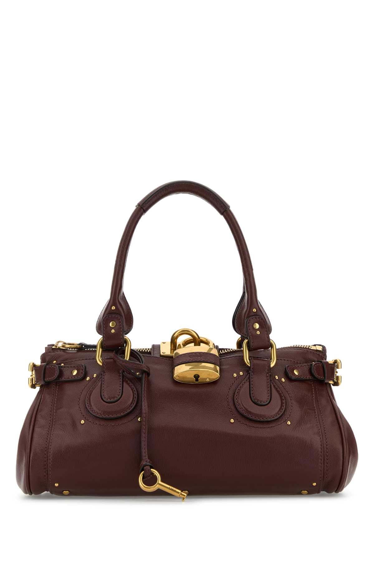 Chloe Women Chocolate Leather Paddington Shoulder Bag CHLOE