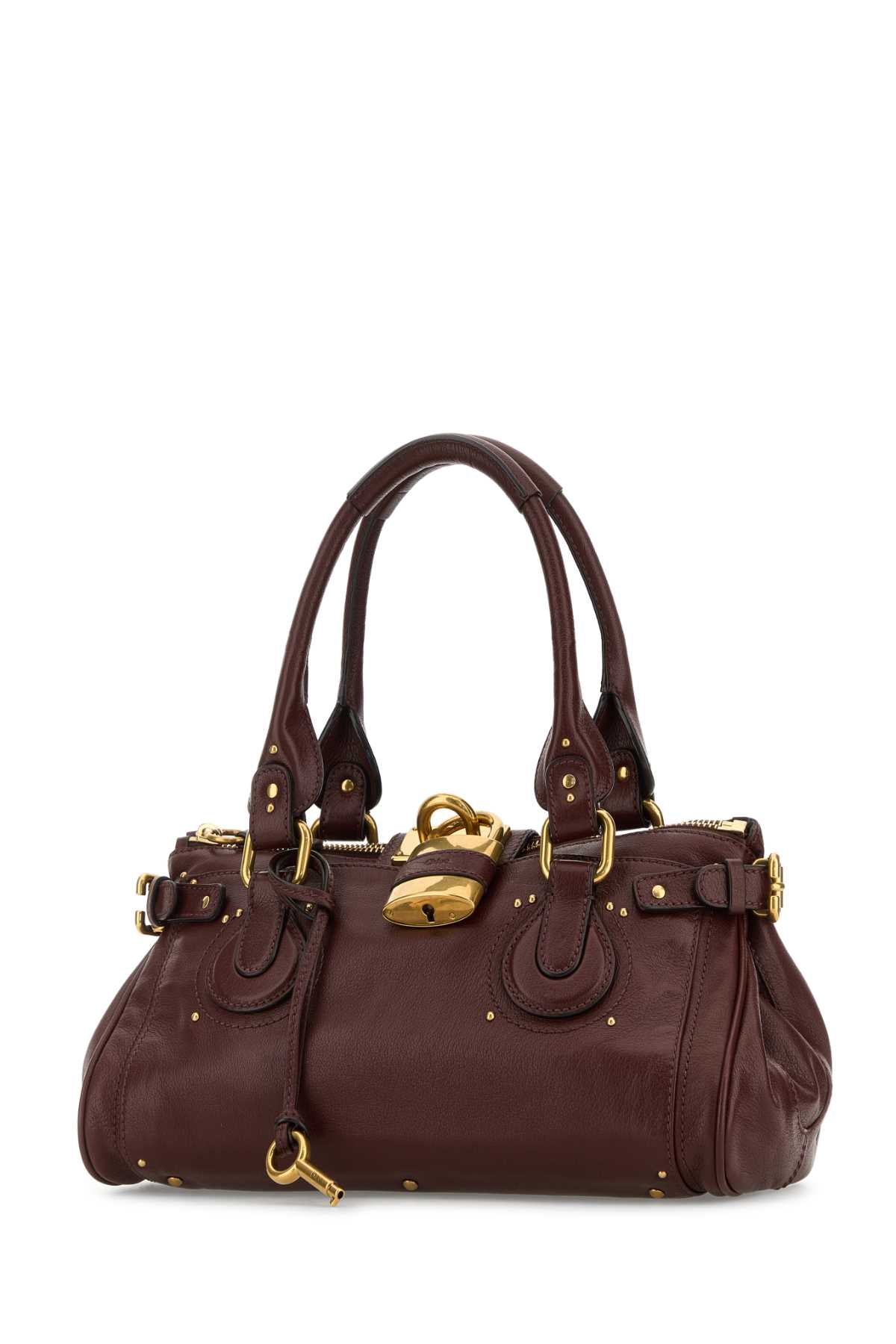 Chloe Women Chocolate Leather Paddington Shoulder Bag CHLOE
