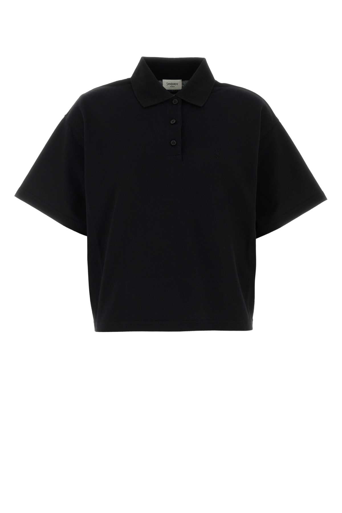 Saint Laurent Women Black Piquet Polo Shirt SAINT LAURENT