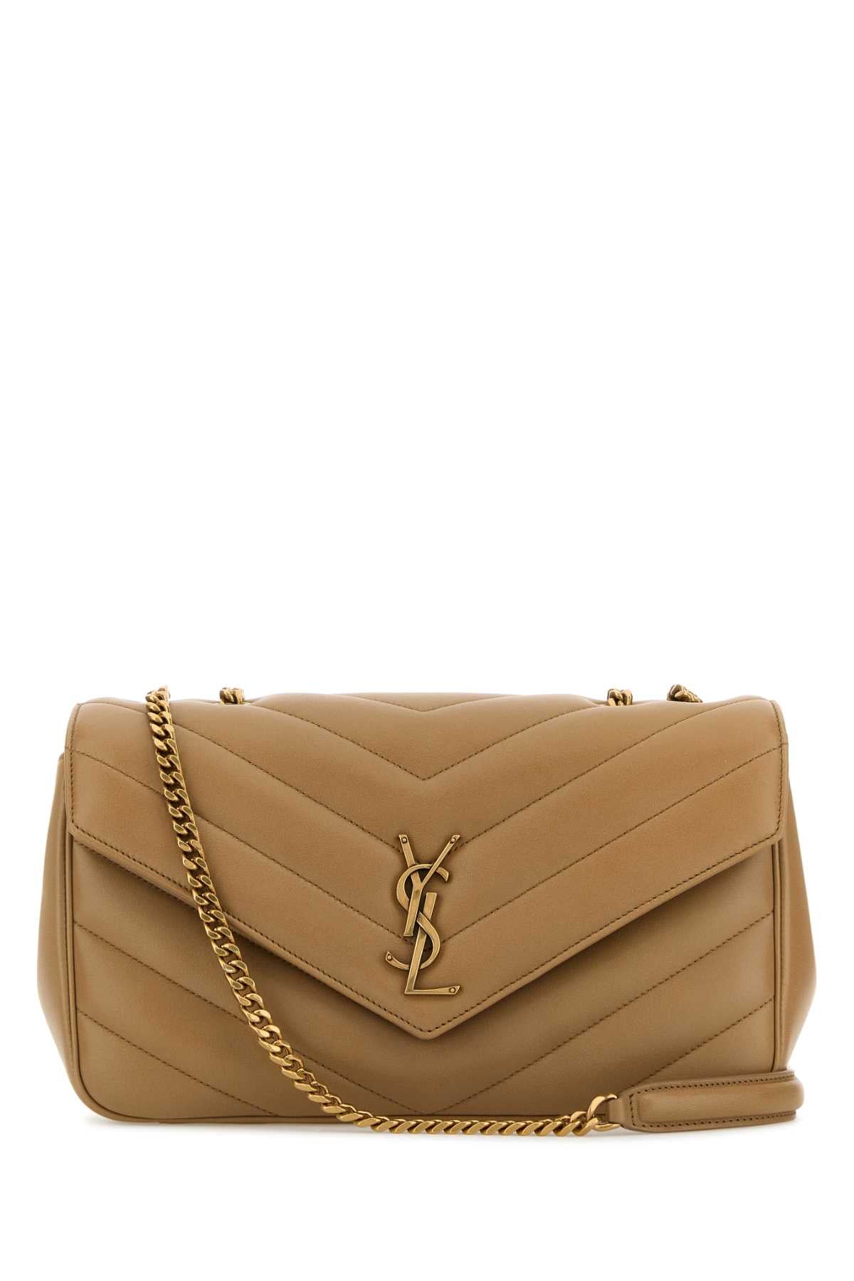 Saint Laurent Women Camel Leather Medium Loulou Shoulder Bag SAINT LAURENT