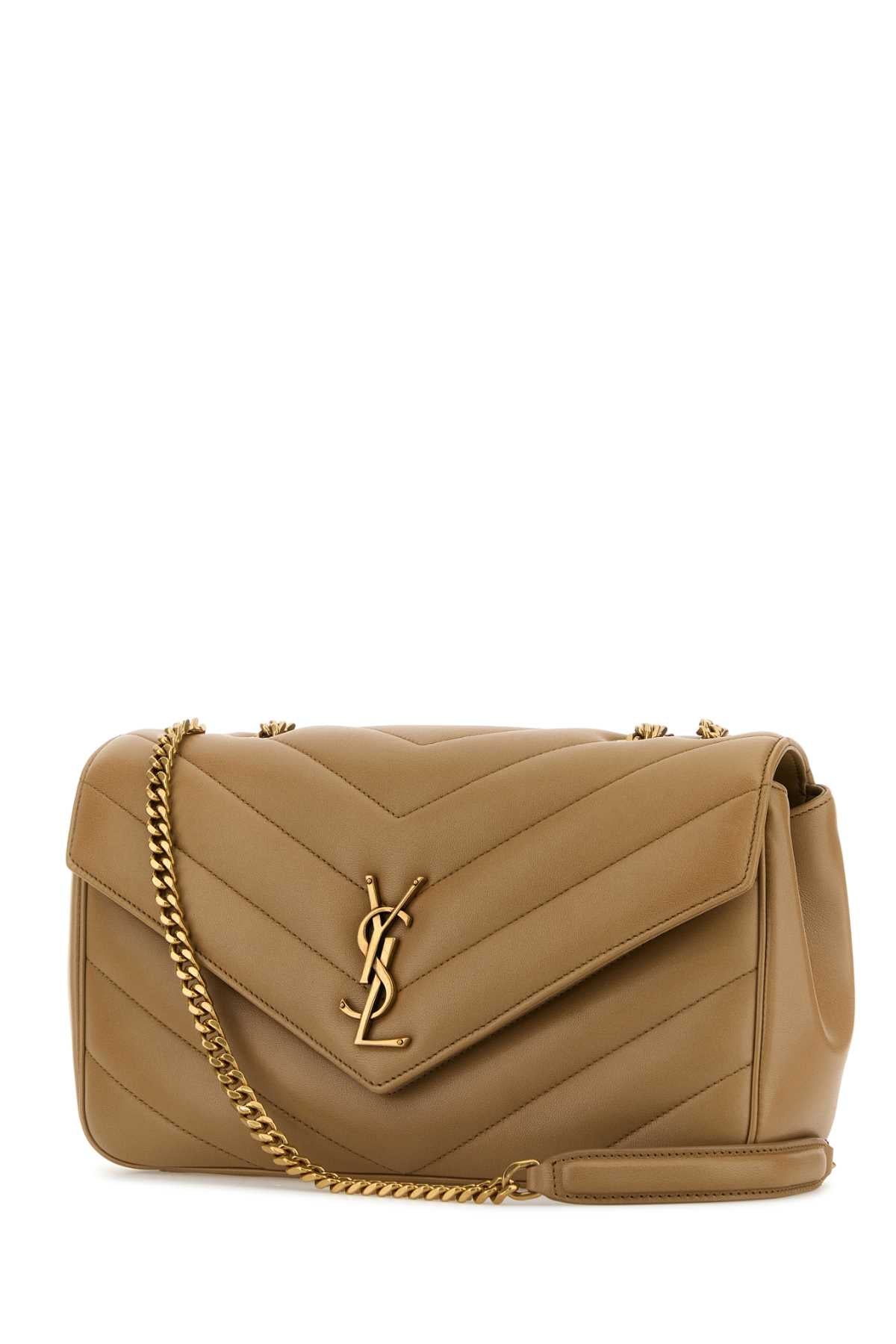 Saint Laurent Women Camel Leather Medium Loulou Shoulder Bag SAINT LAURENT