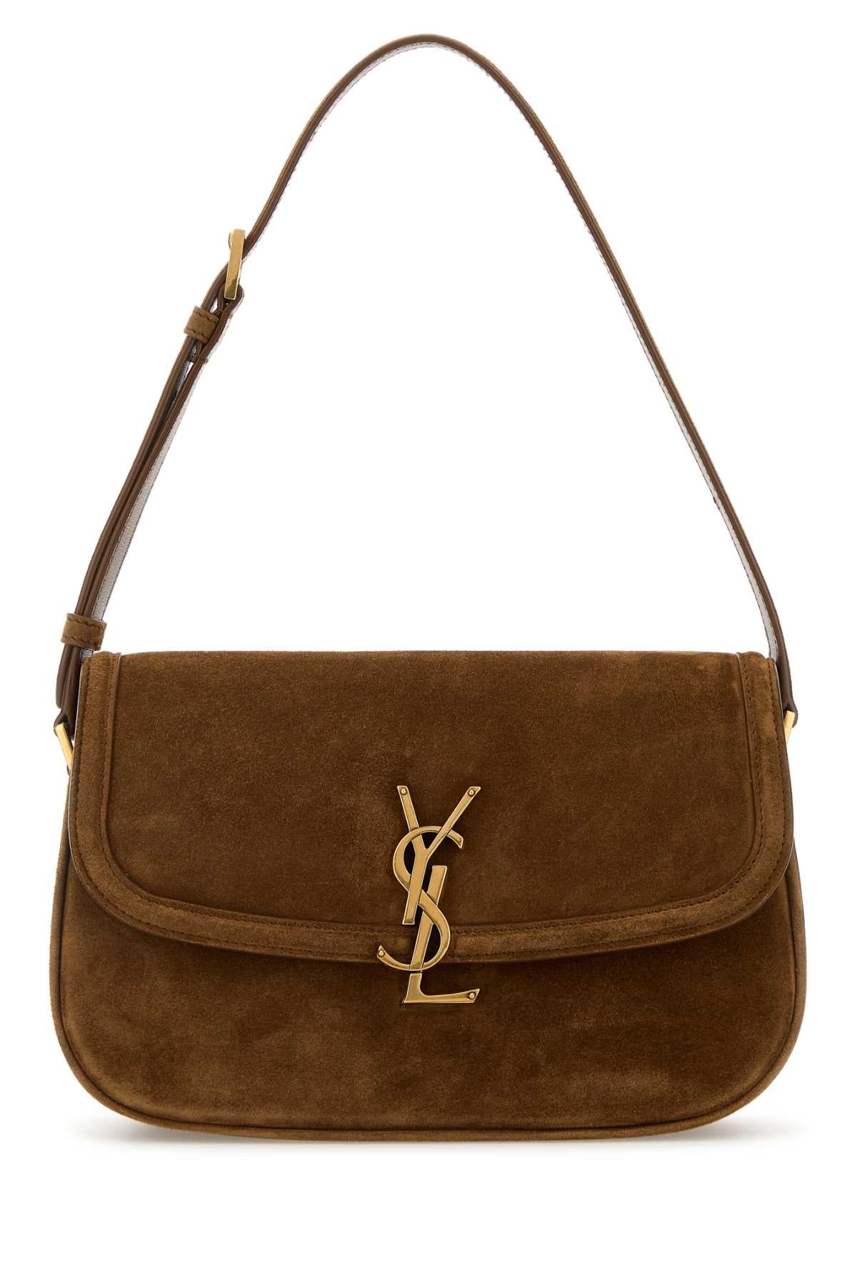 Saint Laurent Women Brown Suede Solferino Shoulder Bag SAINT LAURENT