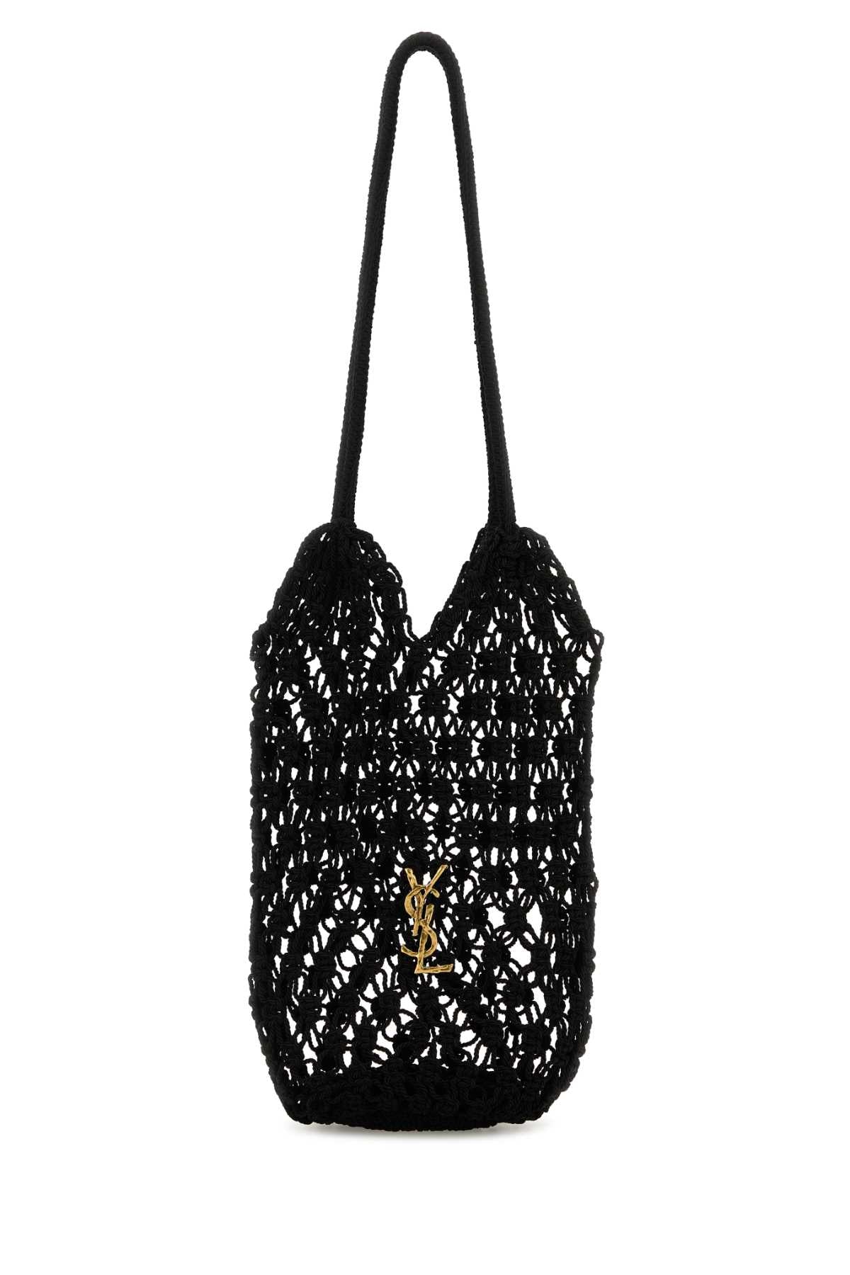 Saint Laurent Women Black Mesh Large Cassandre Bucket Bag SAINT LAURENT