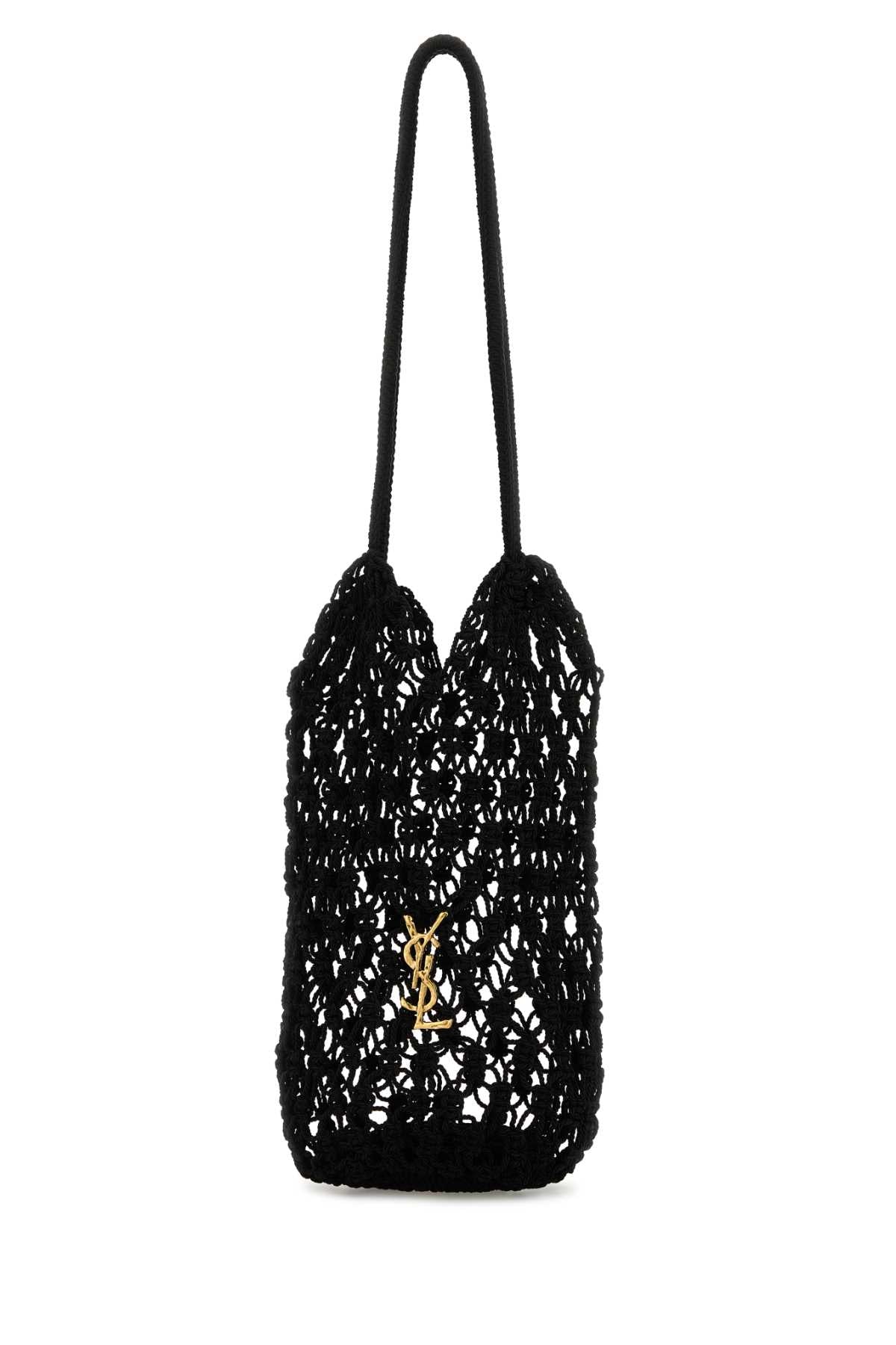 Saint Laurent Women Black Mesh Large Cassandre Bucket Bag SAINT LAURENT