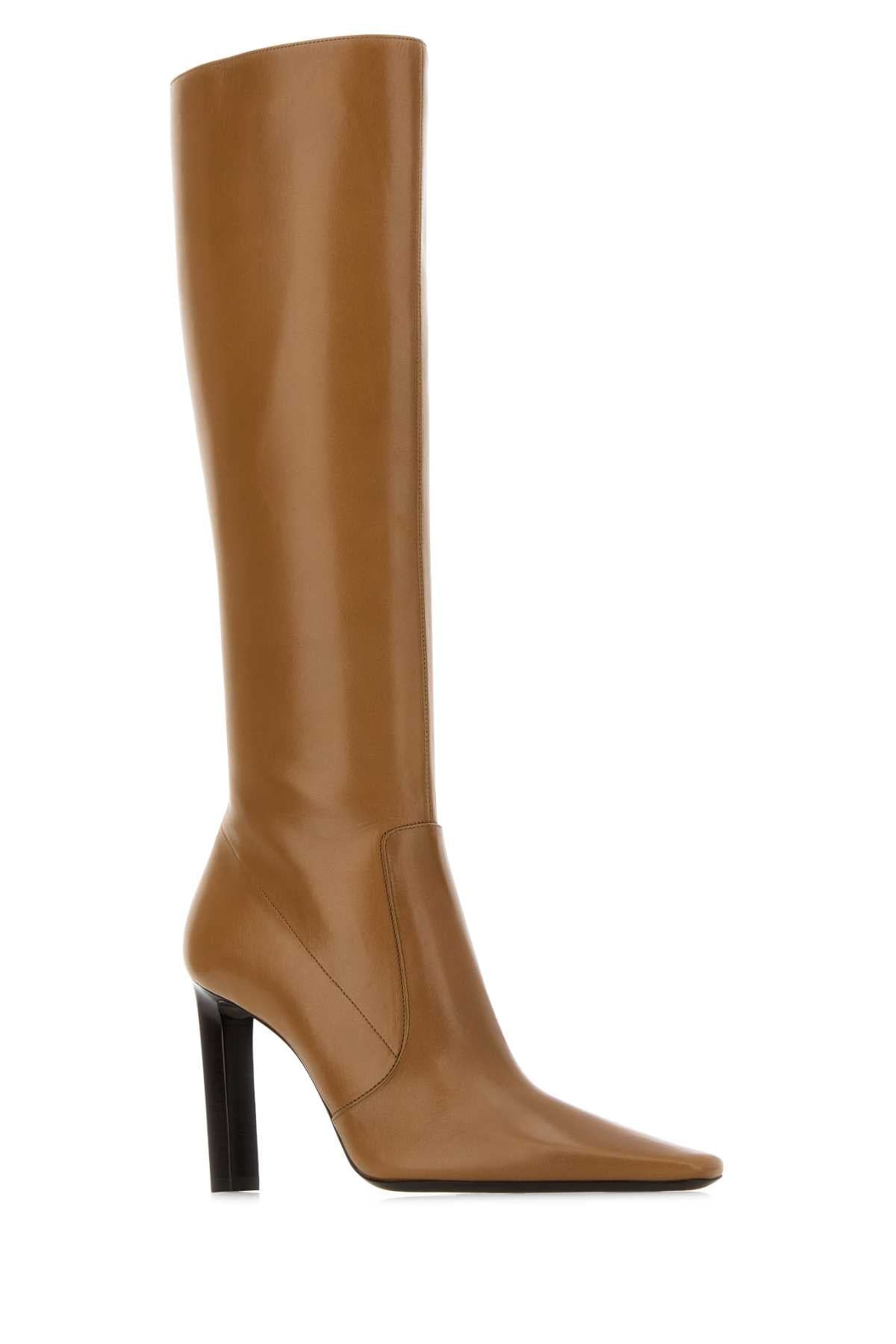 Saint Laurent Women Camel Leather Jerome Boots SAINT LAURENT