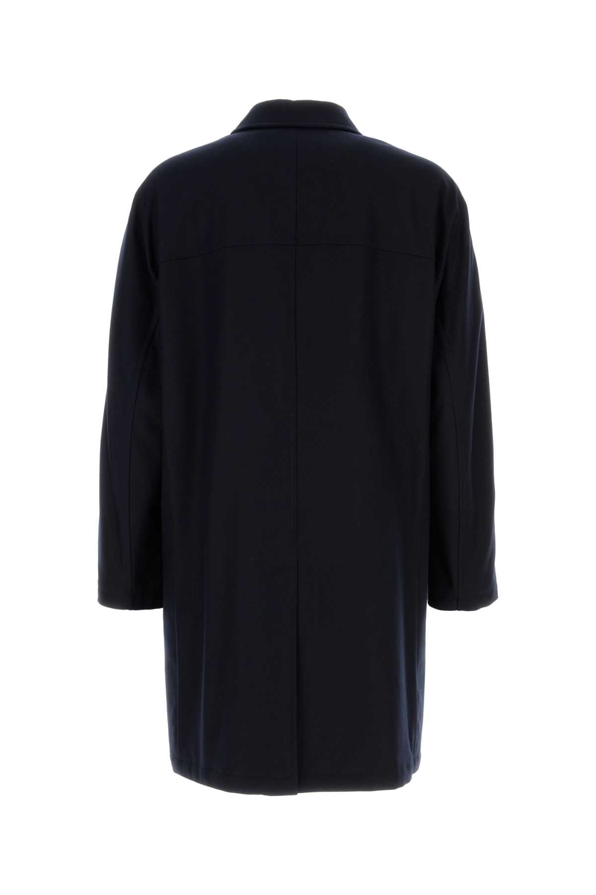 Brioni Men Navy Blue Stretch Cashmere Coat BRIONI