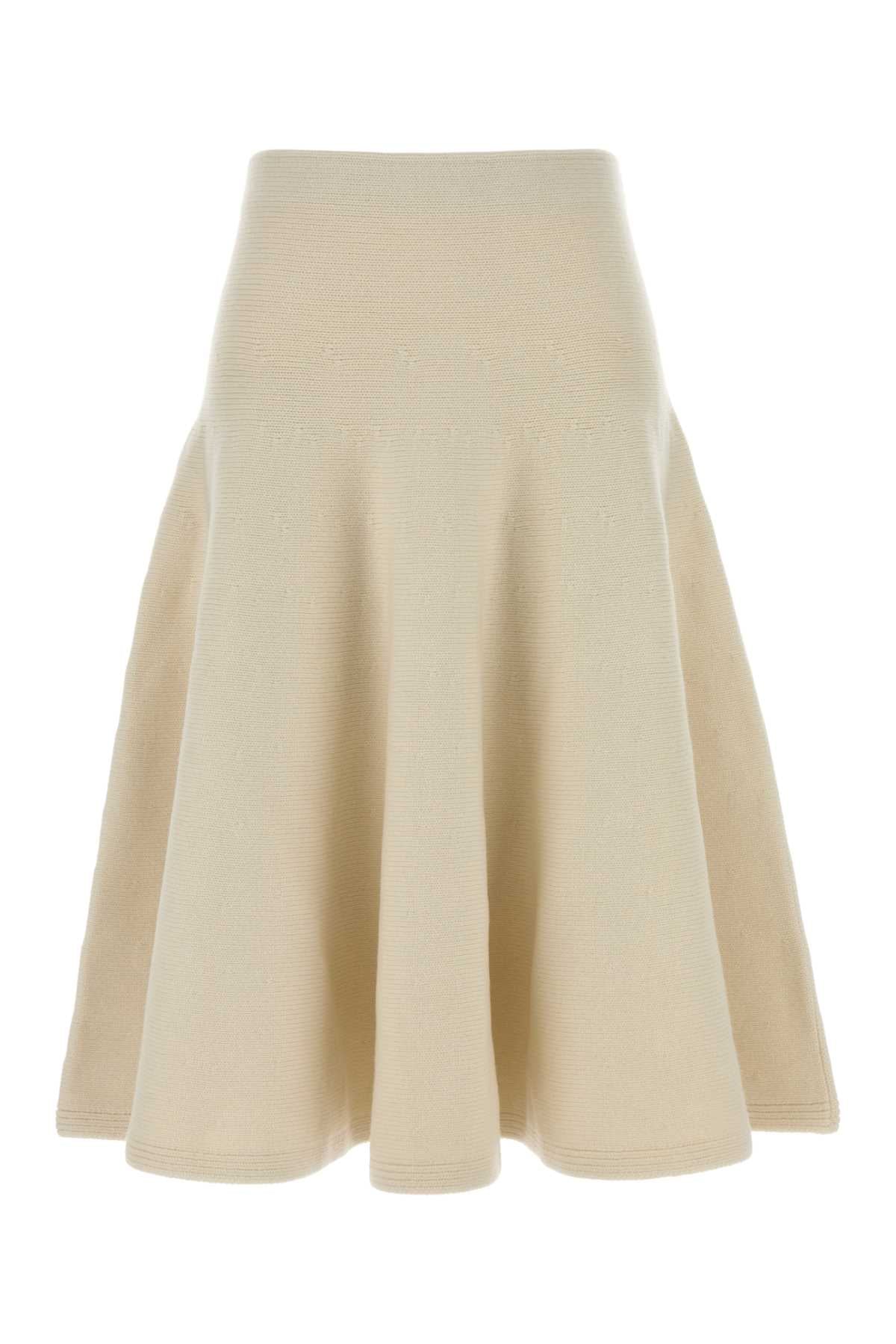 Alaia Women Ivory Stretch Cashmere Blend Skirt ALAIA