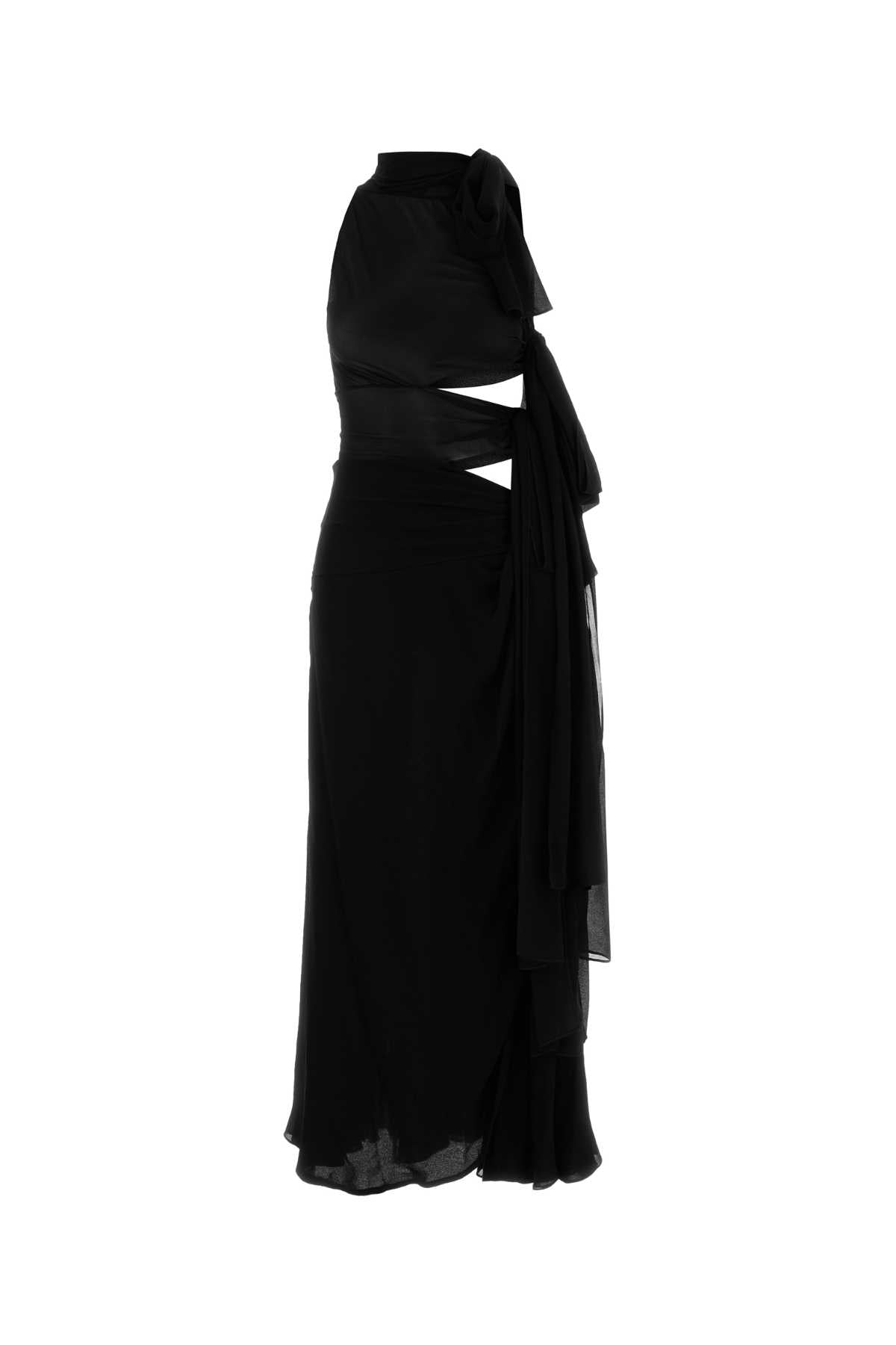 Alaia Women Black Georgette Long Dress ALAIA