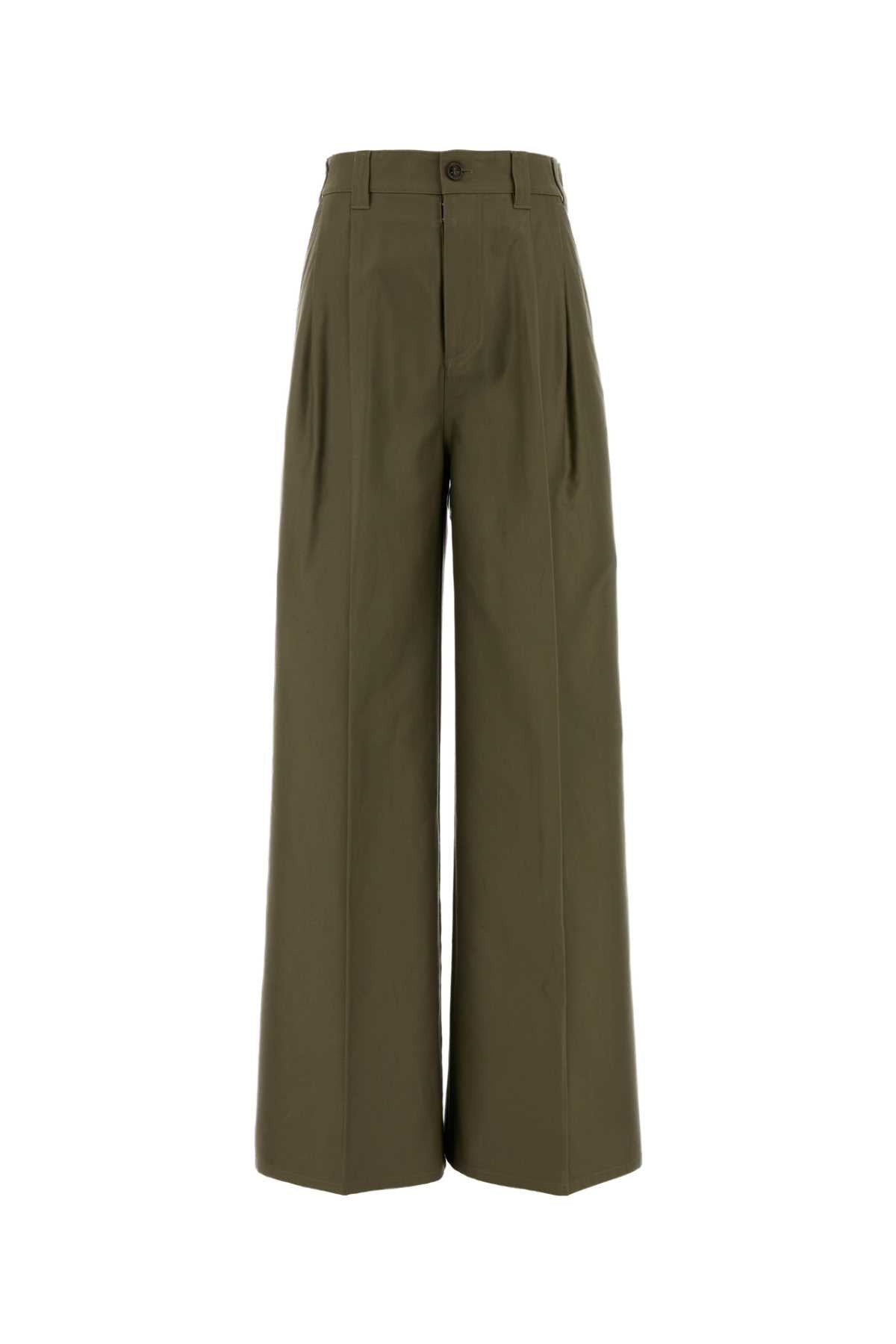Maison Margiela Women Army Green Cotton Wide-Leg Pant MAISON MARGIELA