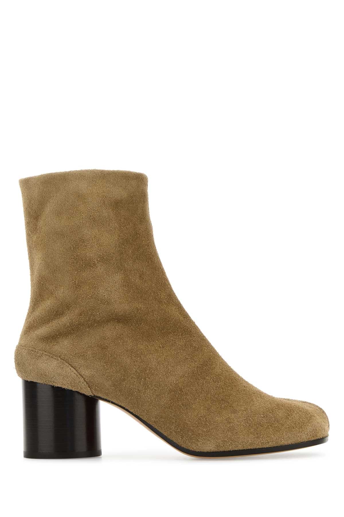 Maison Margiela Women Beige Suede Tabi Ankle Boots MAISON MARGIELA