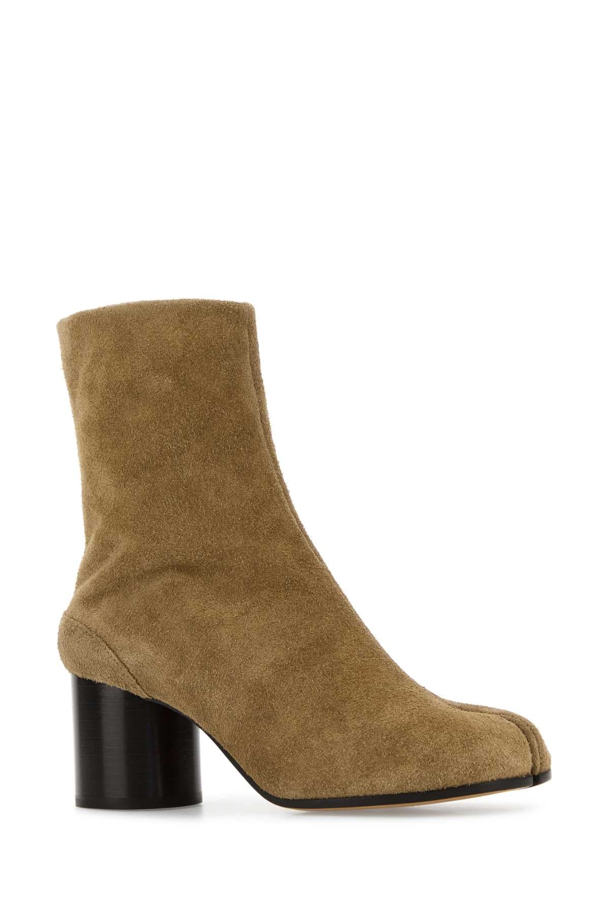 Maison Margiela Women Beige Suede Tabi Ankle Boots MAISON MARGIELA