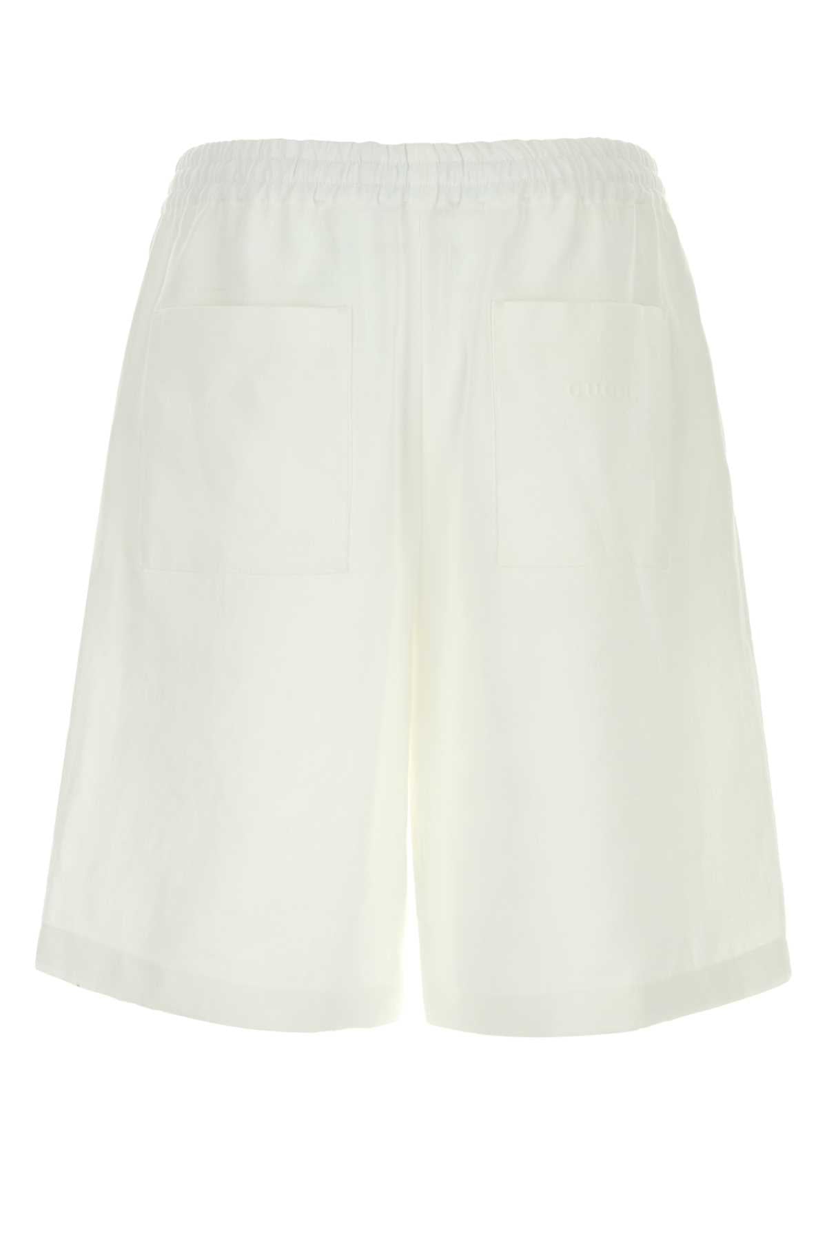 Gucci Men White Linen Bermuda Shorts GUCCI