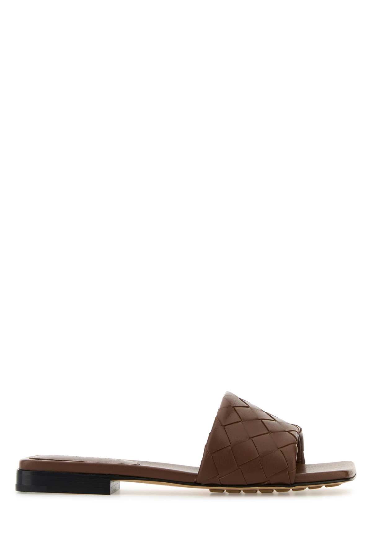 Bottega Veneta Women Brown Leather Parco Slippers BOTTEGA VENETA