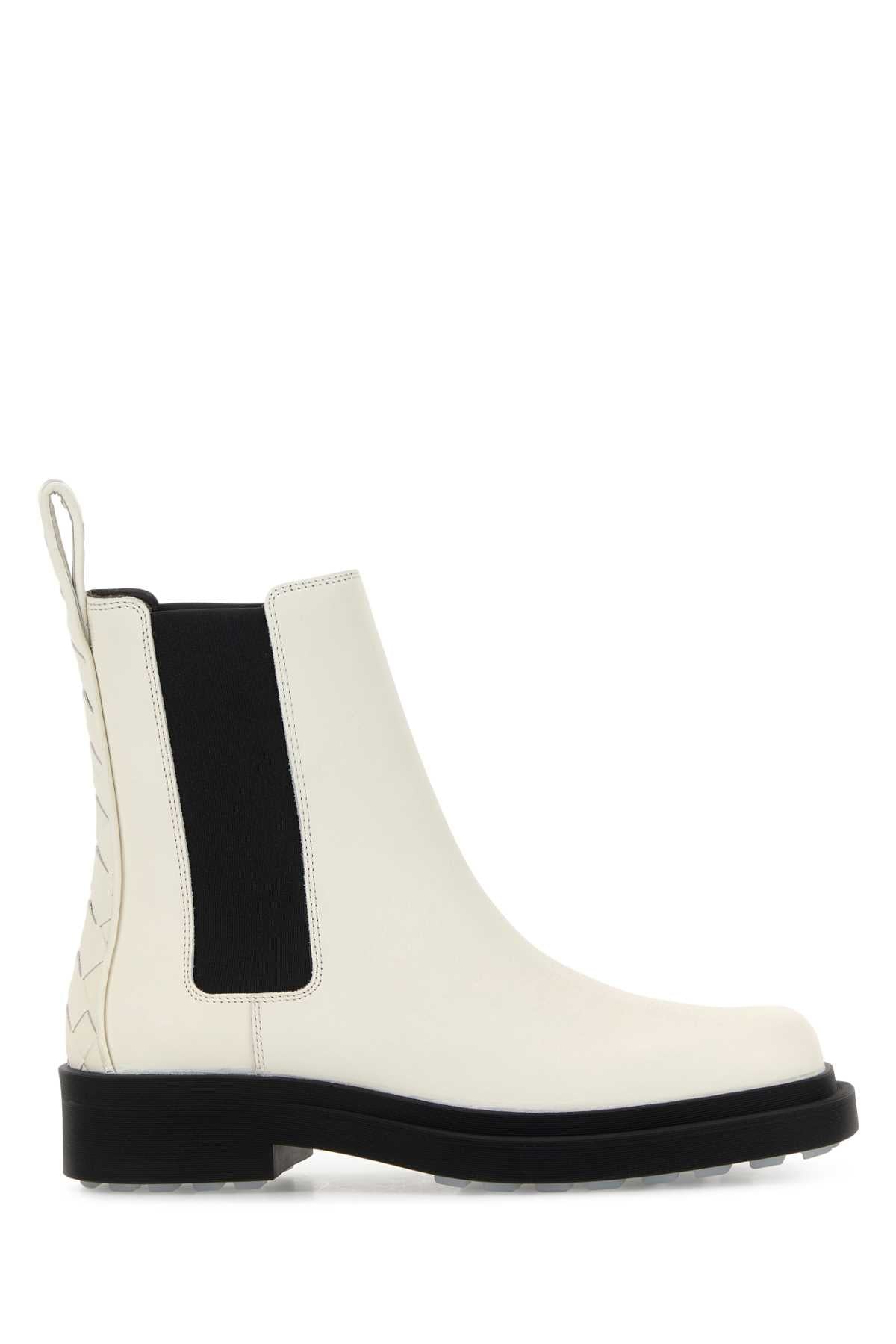 Bottega Veneta Women Ivory Leather Chelsea Ben Ankle Boots BOTTEGA VENETA