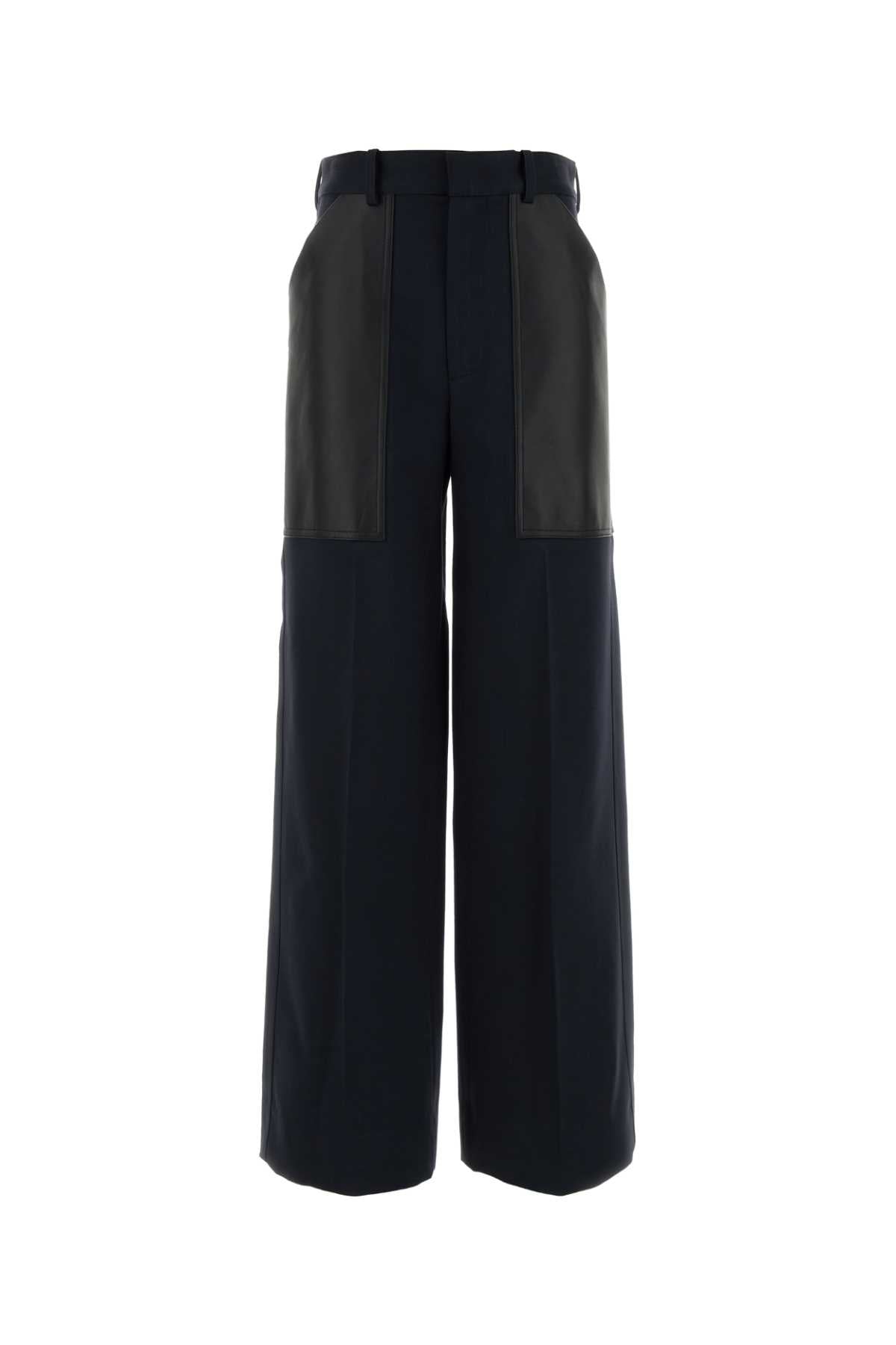 Bottega Veneta Women Dark Blue Wool And Cotton Palazzo Pant BOTTEGA VENETA