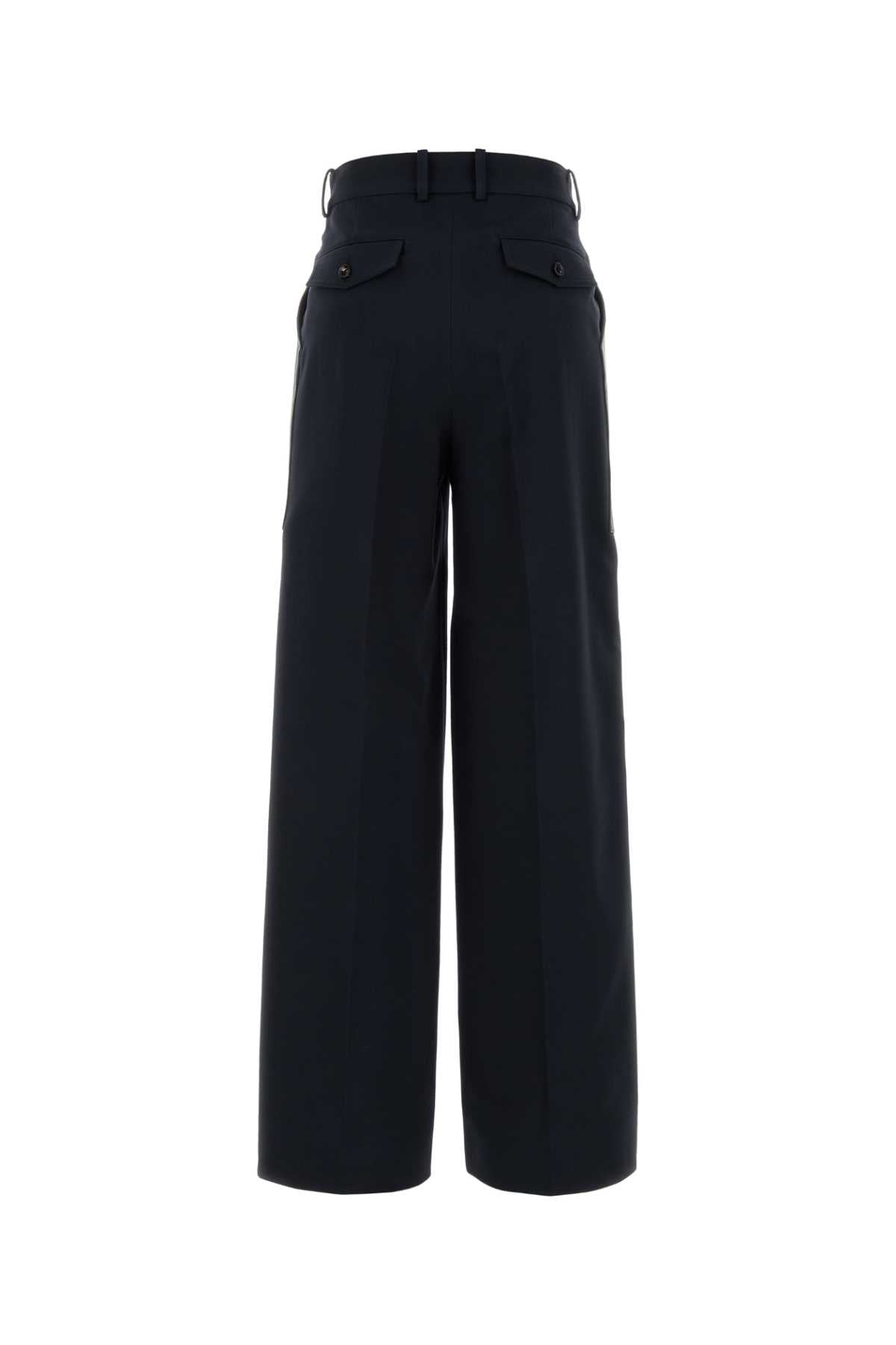 Bottega Veneta Women Dark Blue Wool And Cotton Palazzo Pant BOTTEGA VENETA