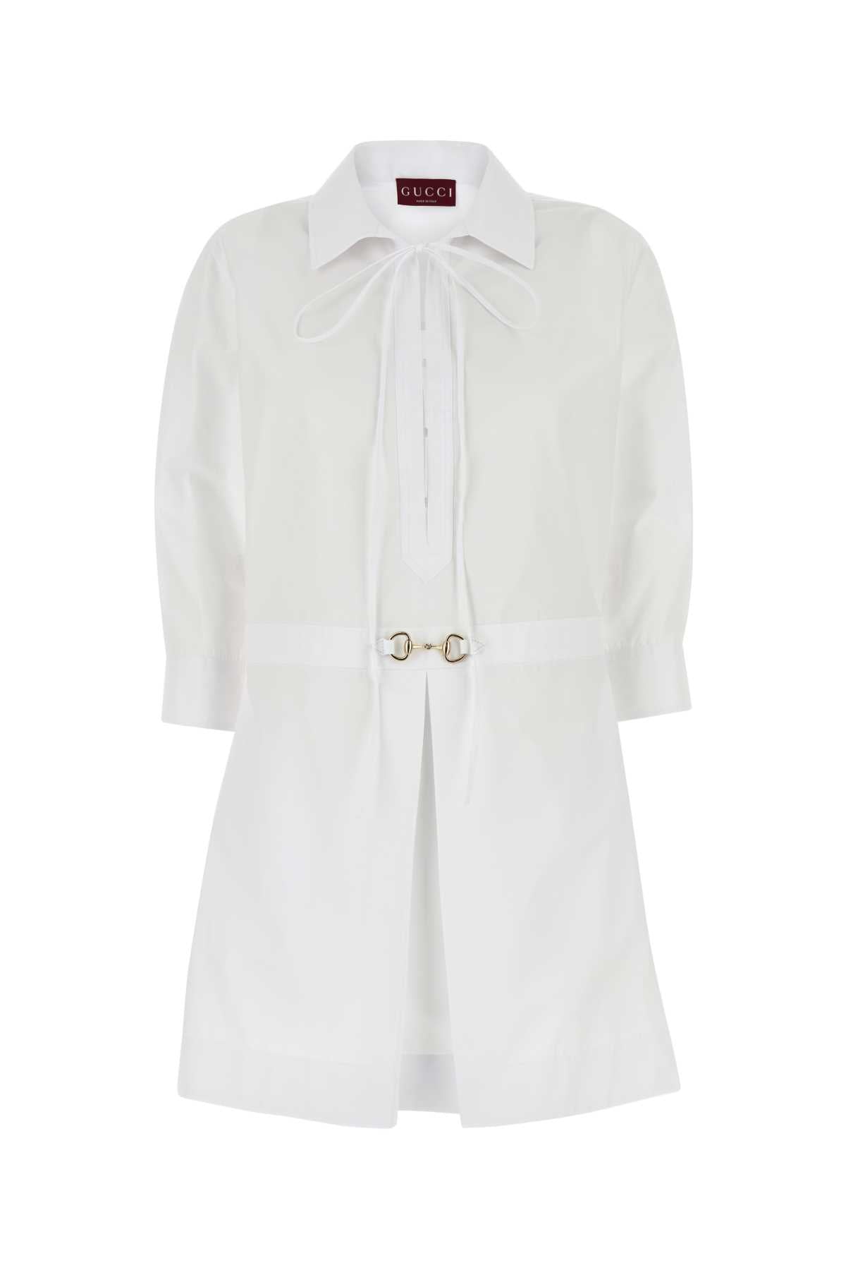 Gucci Women White Poplin Shirt Dress GUCCI