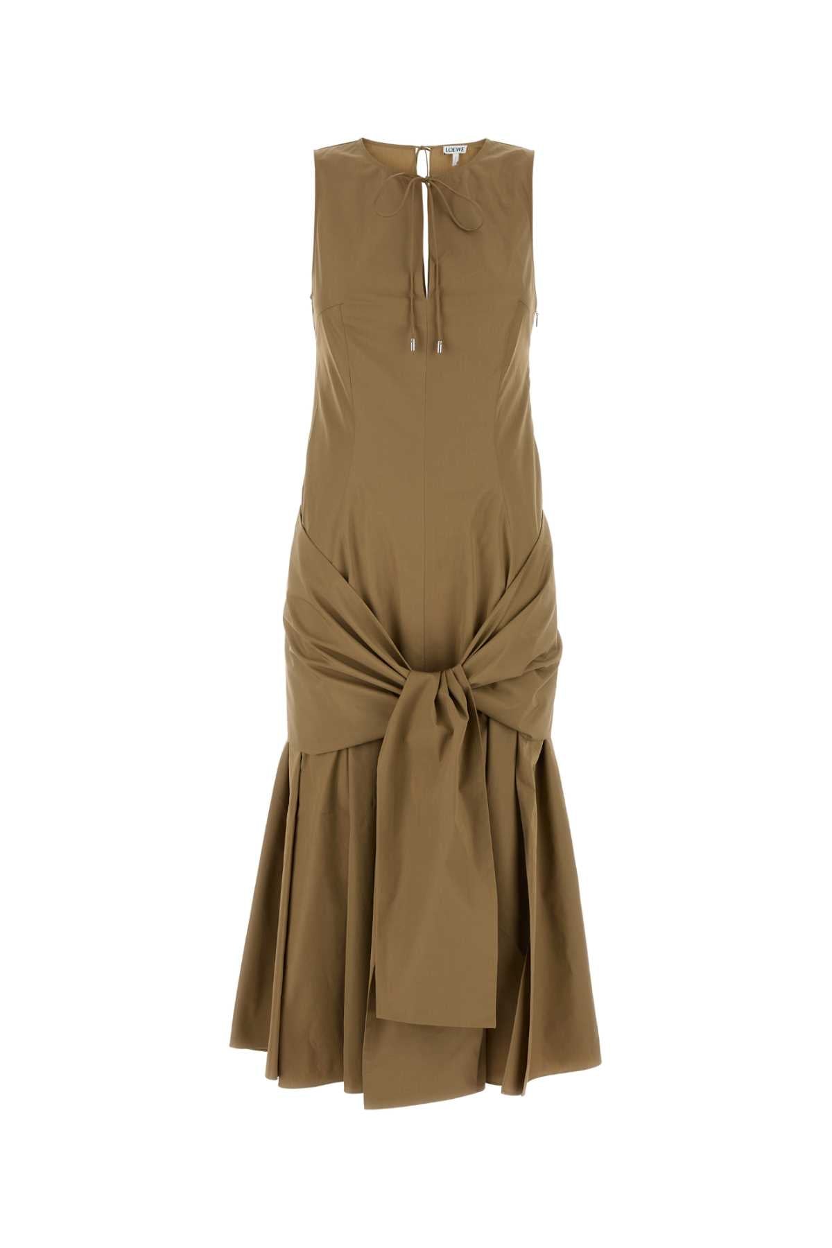 Loewe Women Camel Poplin Dress LOEWE