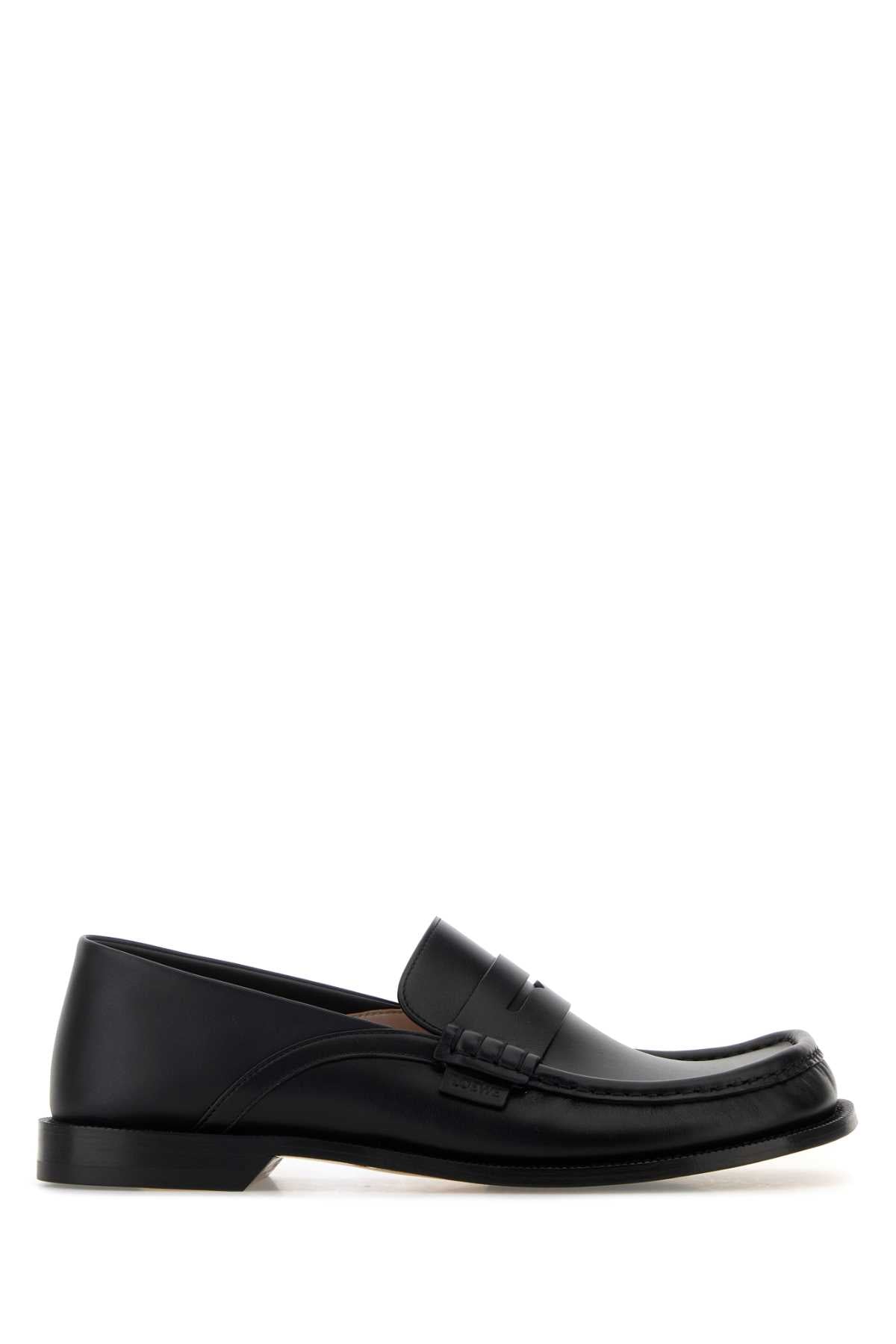 Loewe Men Black Leather Campo Flap Loafers LOEWE