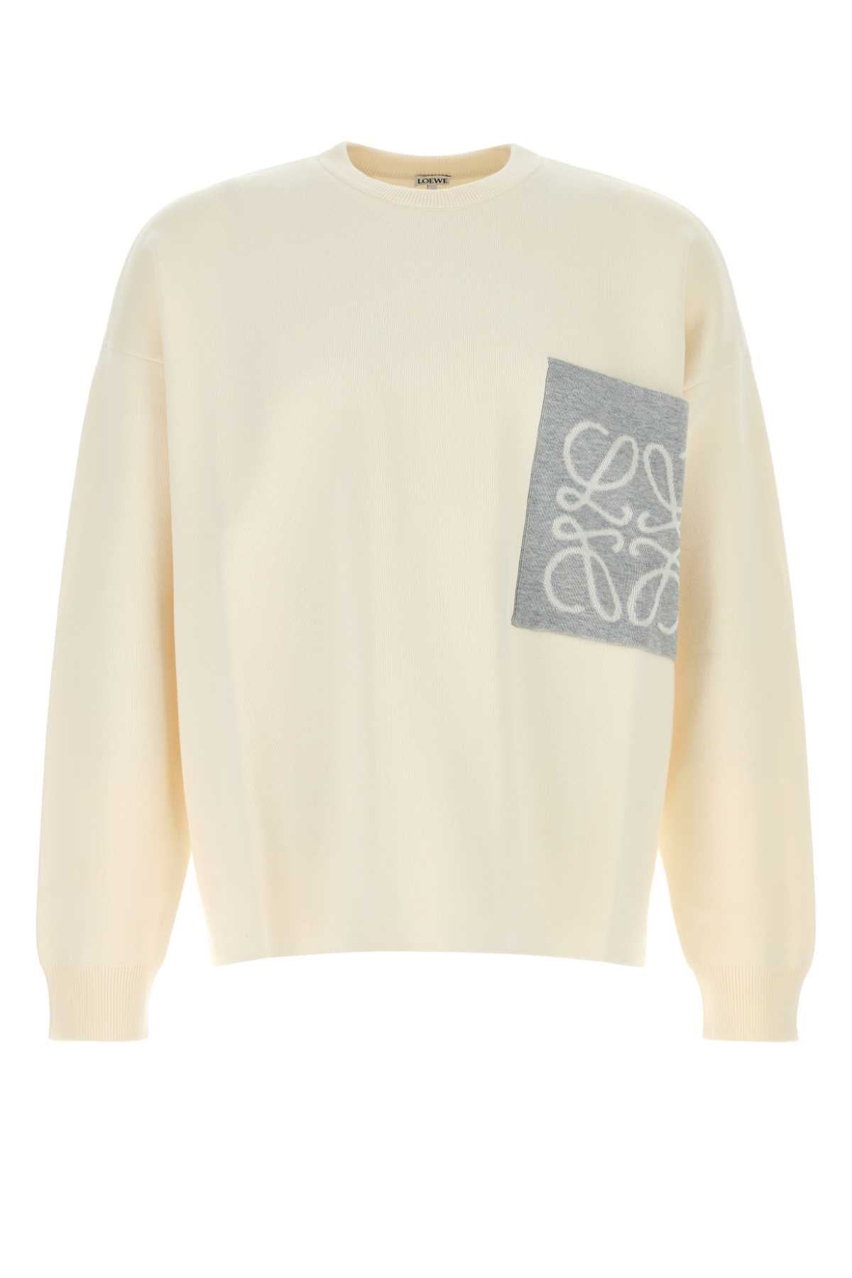 Loewe Men Ivory Cotton Blend Sweater LOEWE