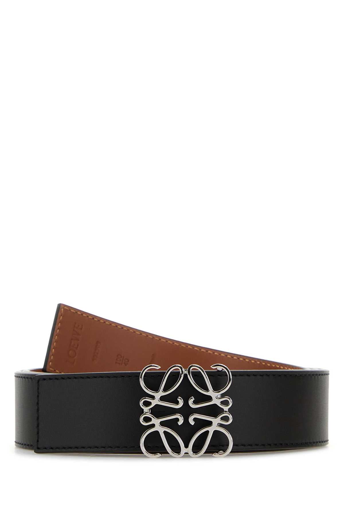 Loewe Men Black Leather Reversible Anagram Belt LOEWE