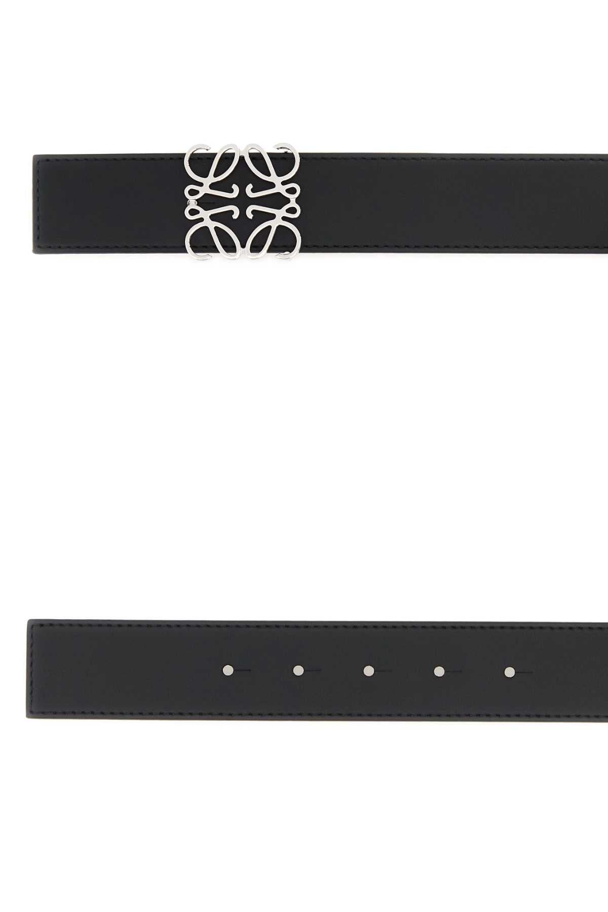 Loewe Men Black Leather Reversible Anagram Belt LOEWE