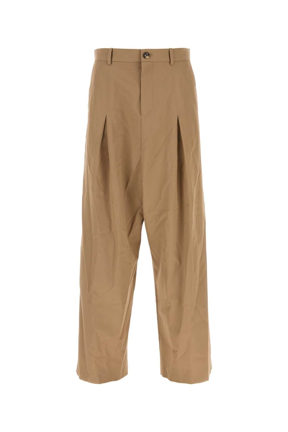 Loewe Men Camel Cotton Wide-Leg Pant LOEWE