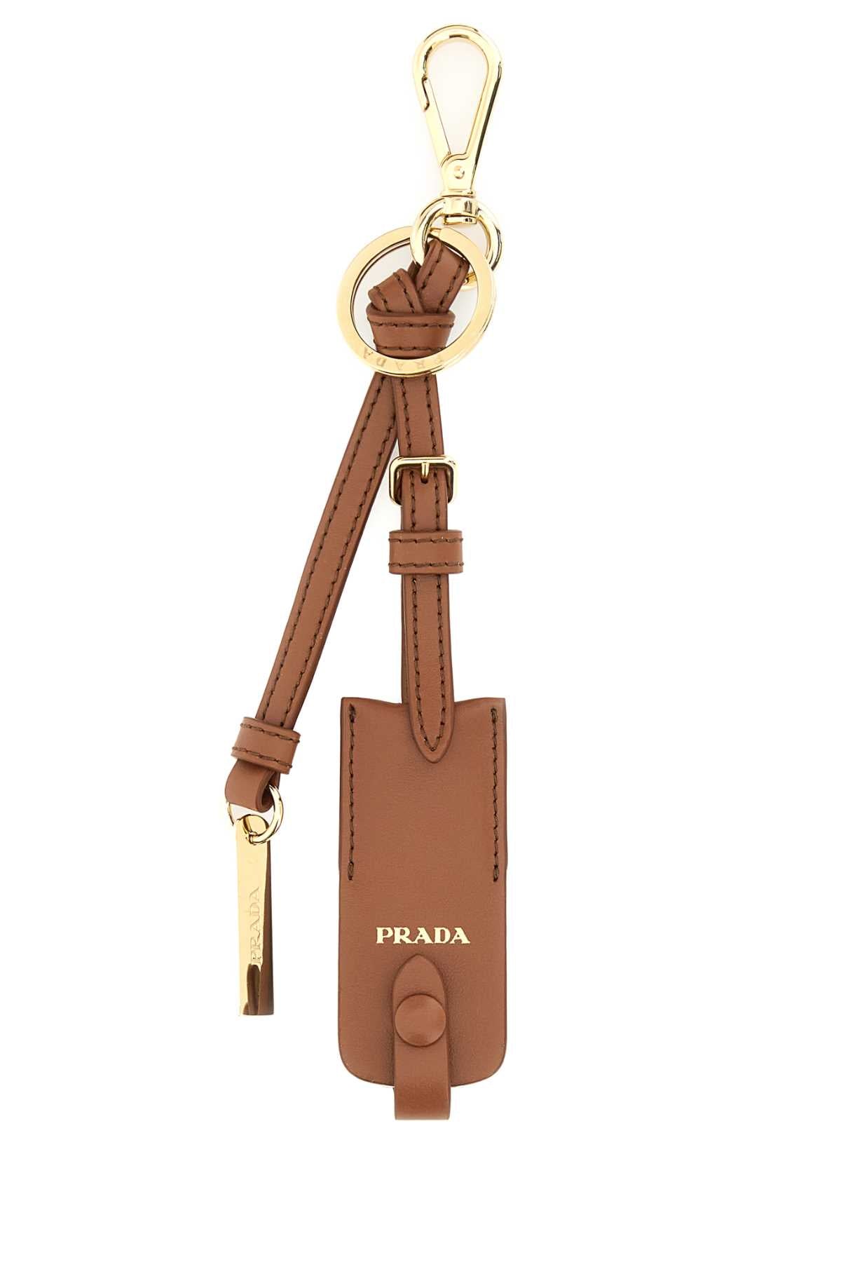 Prada Women Caramel Leather Key Ring PRADA