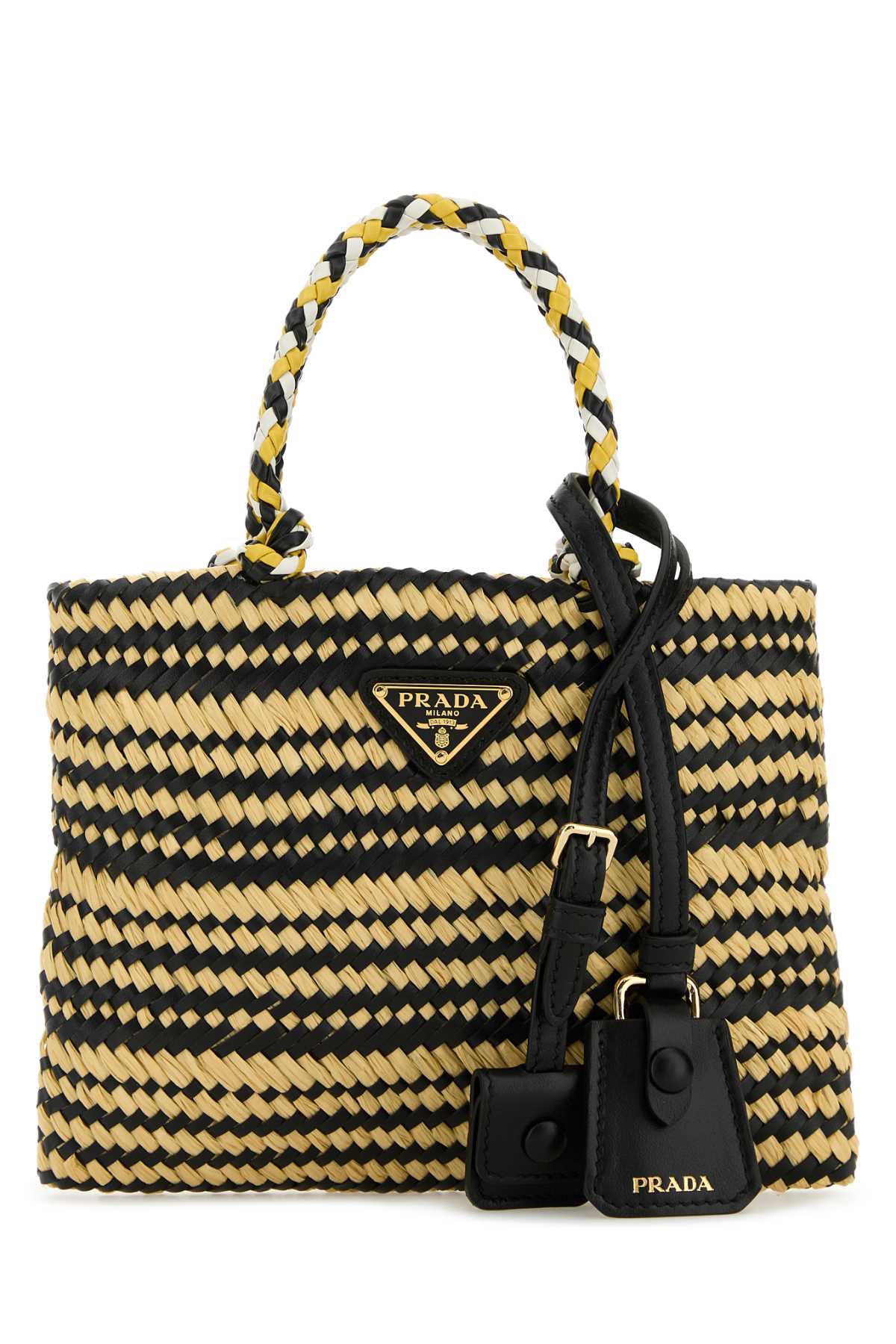Prada Women Two-Tone Raffia Handbag PRADA