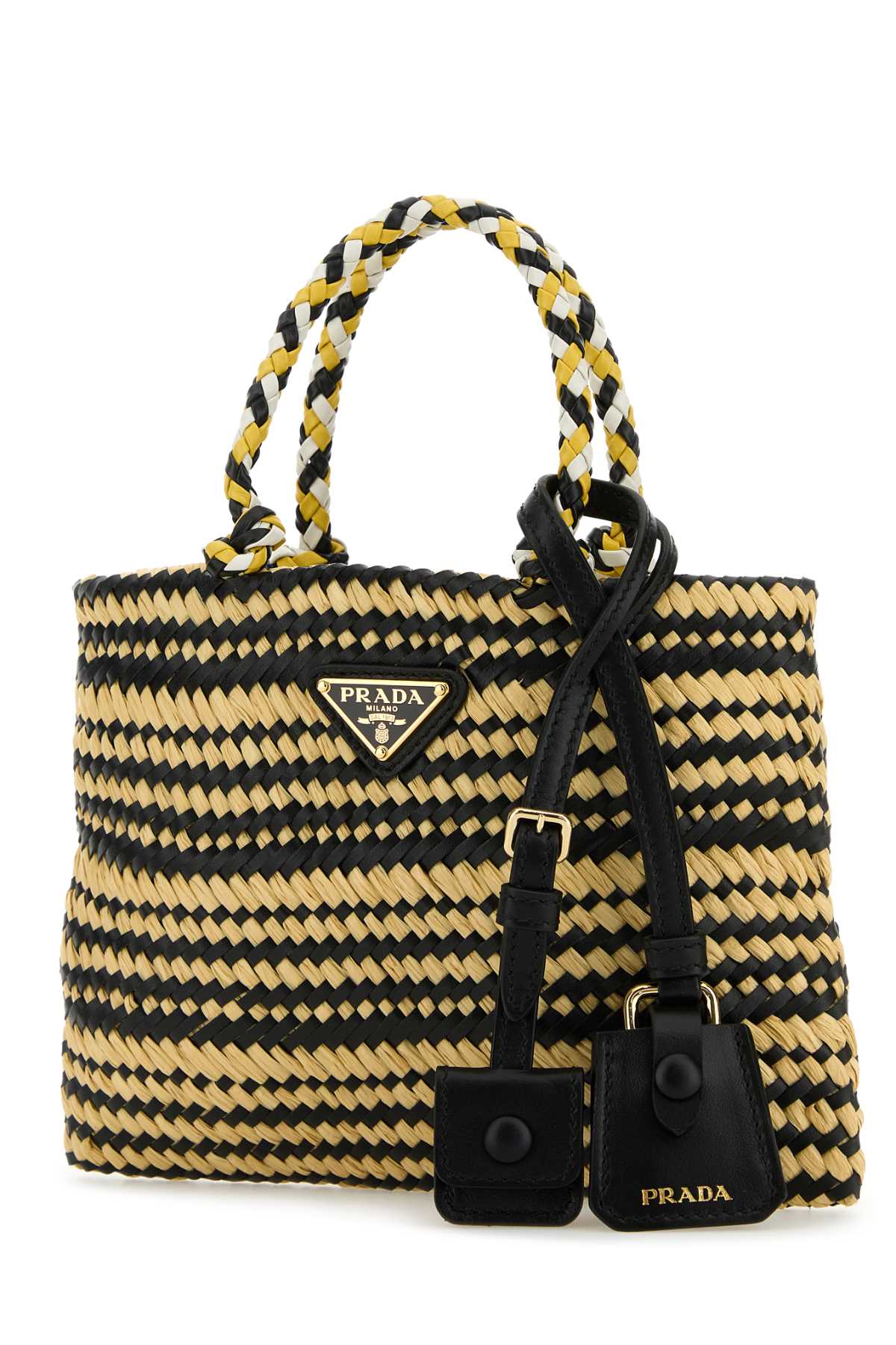 Prada Women Two-Tone Raffia Handbag PRADA