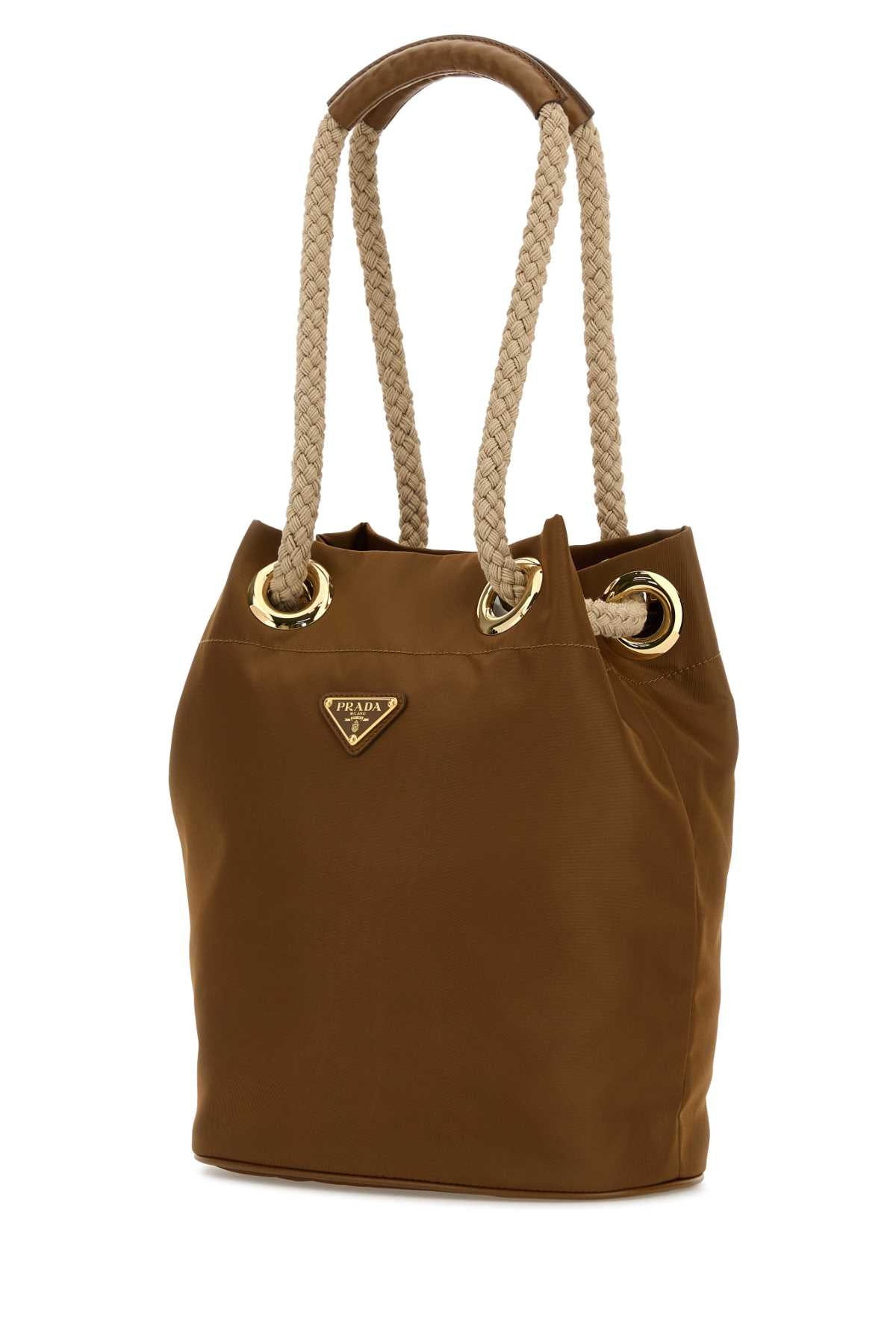 Prada Women Camel Re-Nylon Prada Mariner Bucket Bag PRADA