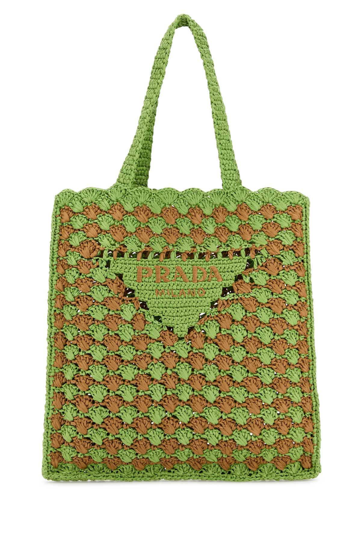 Prada Women Two-Tone Raffia Shopping Bag PRADA