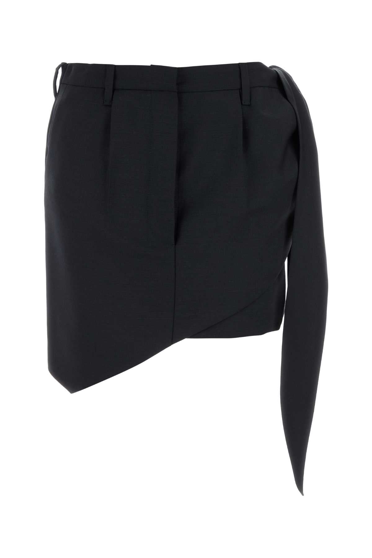 Prada Women Midnight Blue Mohair Blend Mini Skirt PRADA