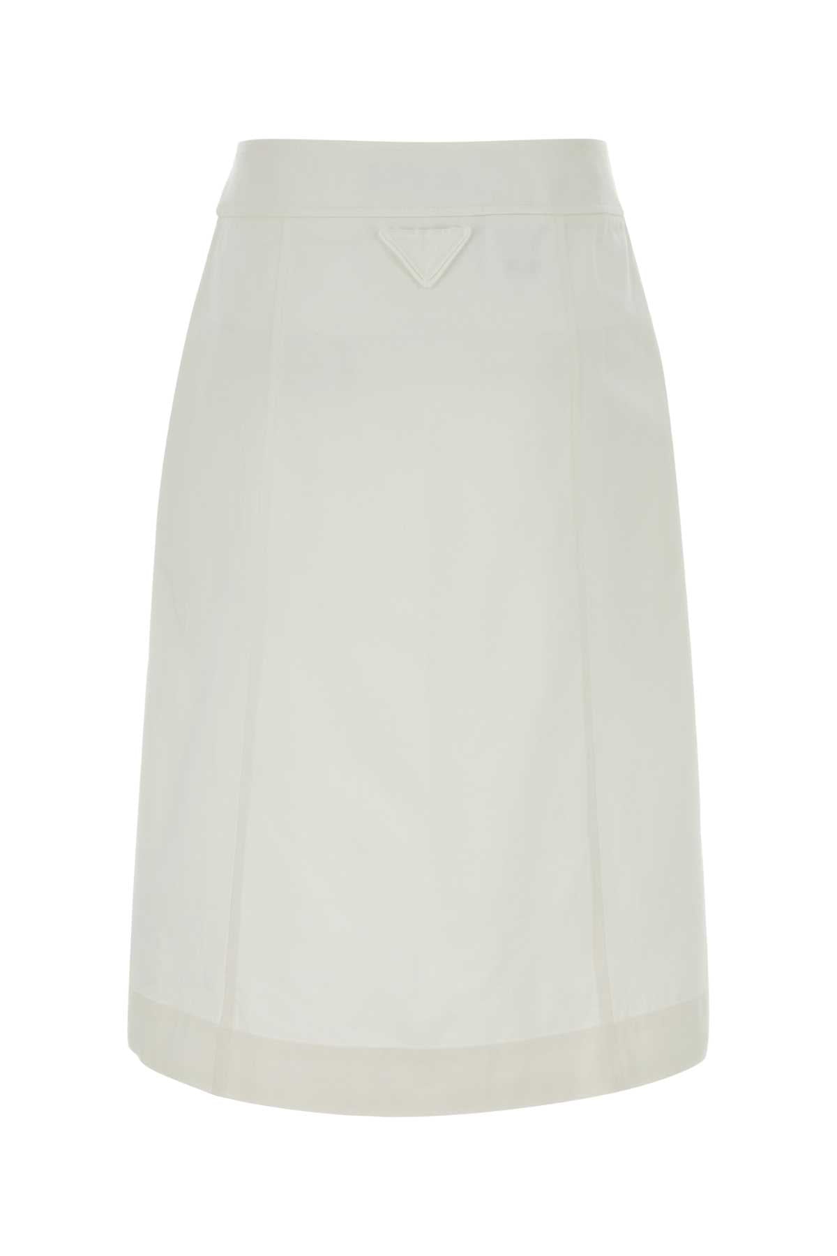 Prada Women White Gabardine Skirt PRADA