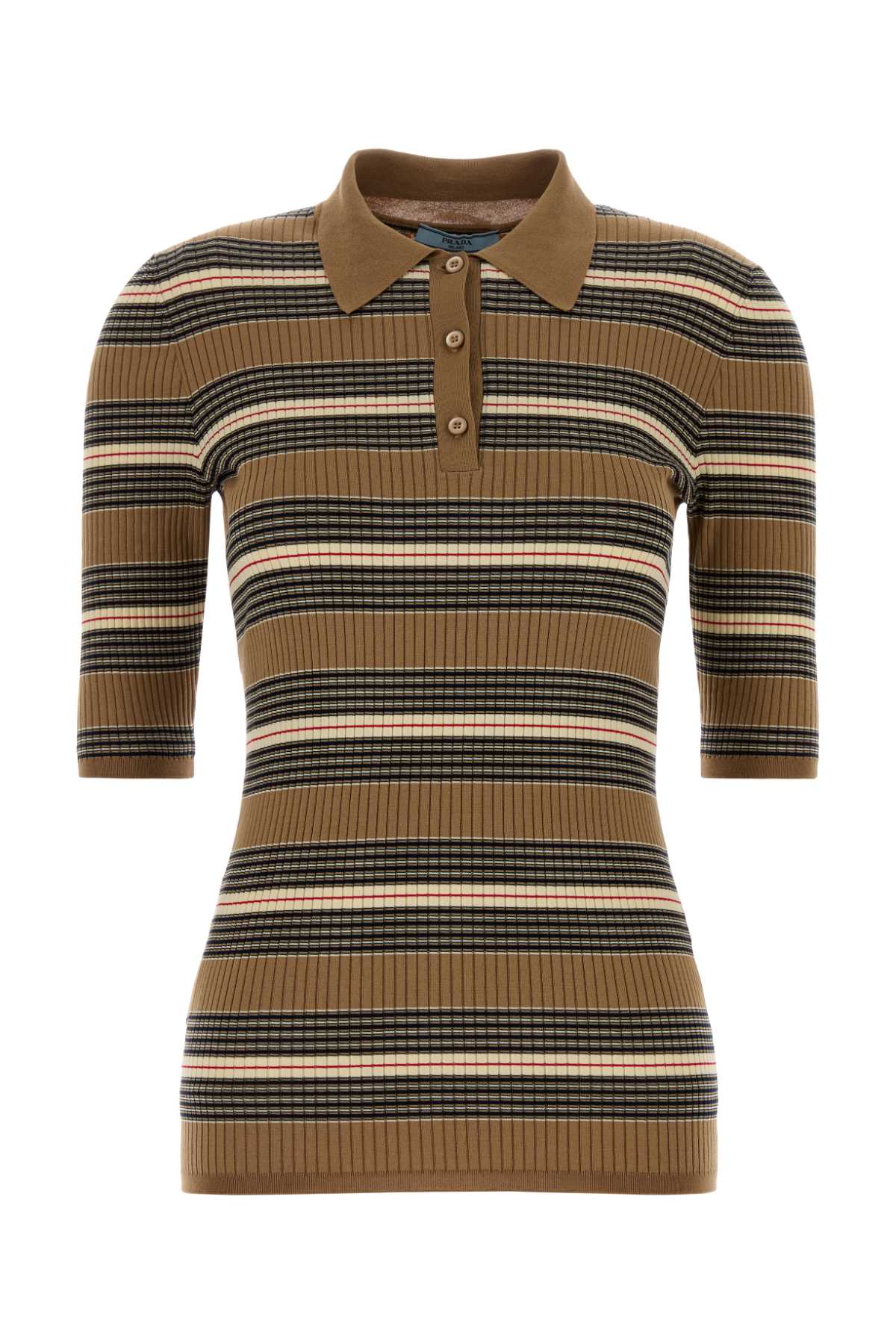 Prada Women Embroidered Stretch Cotton Blend Polo Shirt PRADA