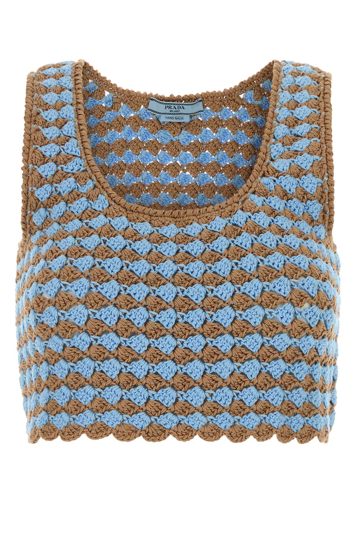 Prada Women Tow-Tone Crochet Crop Top PRADA