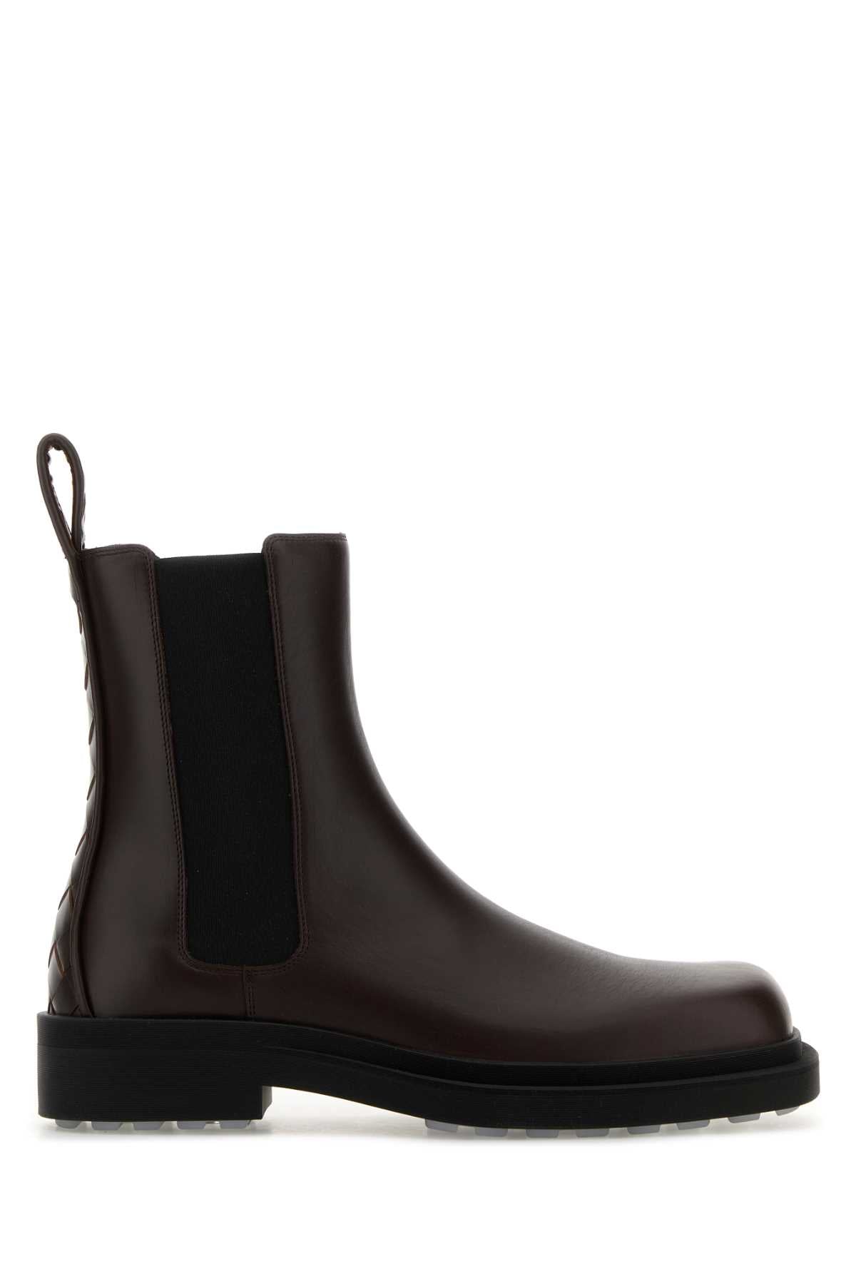 Bottega Veneta Men Dark Brown Leather Chelsea Ben Ankle Boots BOTTEGA VENETA
