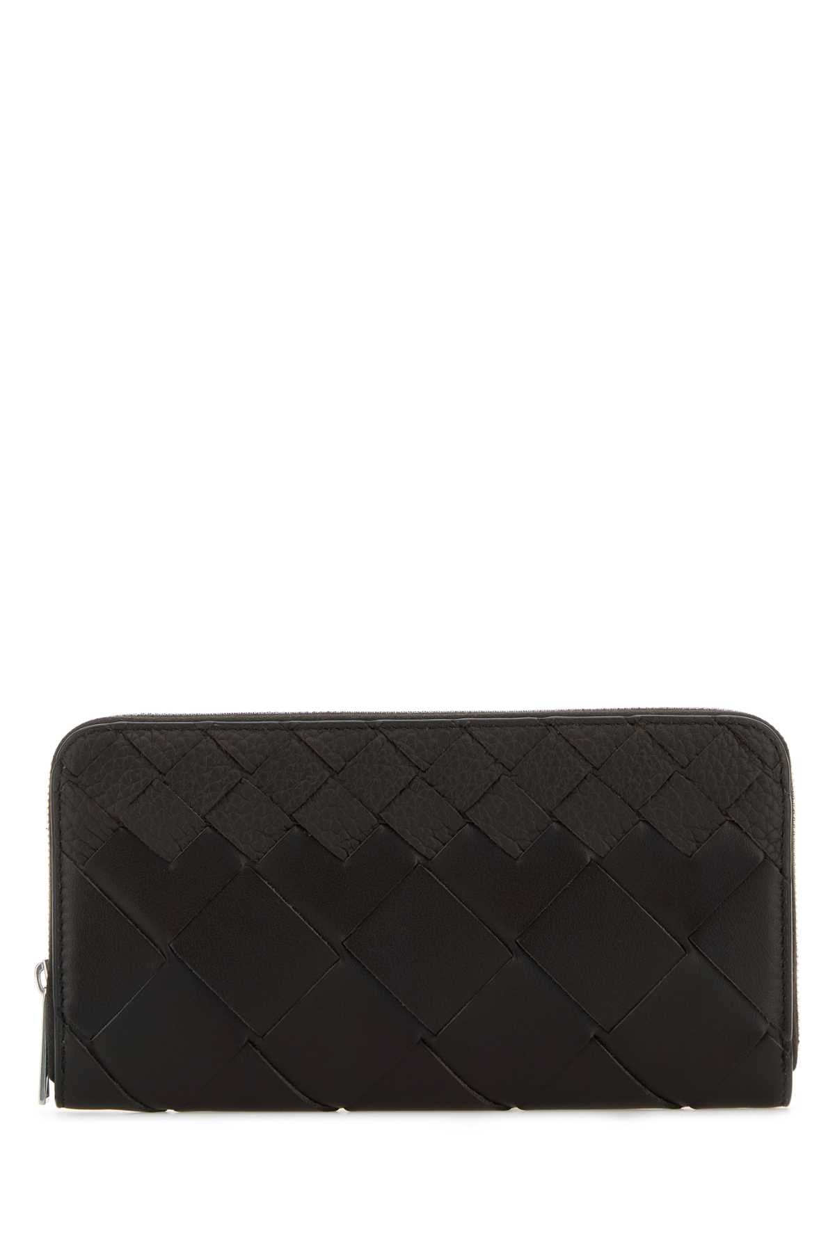 Bottega Veneta Men Dark Brown Leather Intrecciato Wallet BOTTEGA VENETA