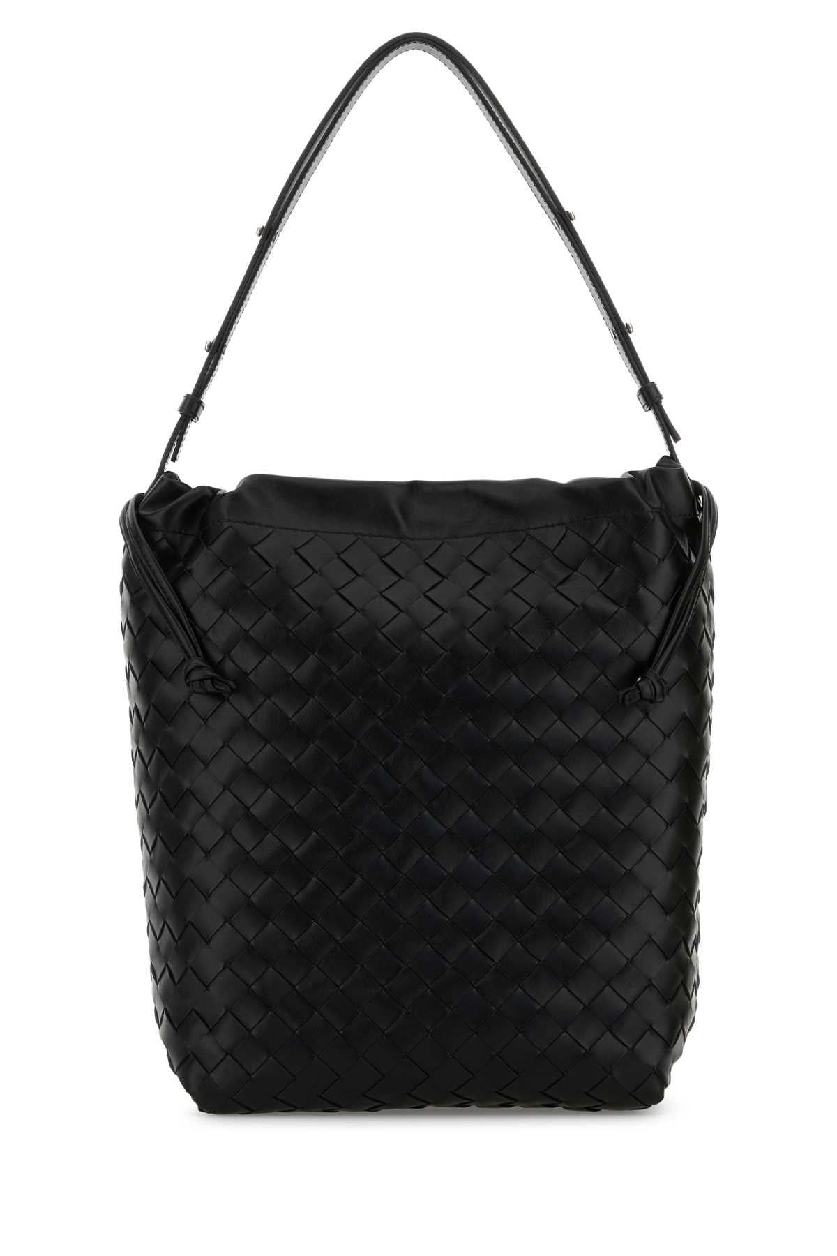 Bottega Veneta Men Black Leather Shopping Bag