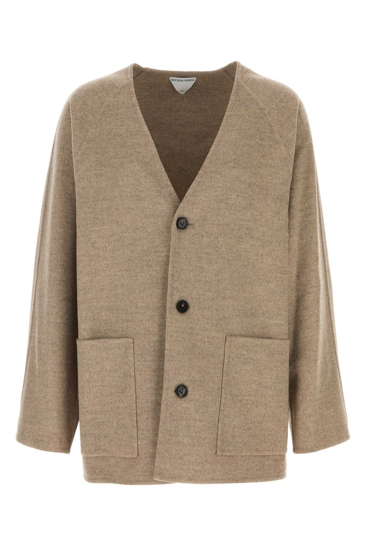 Bottega Veneta Men Dove Grey Wool Blend Cardigan BOTTEGA VENETA