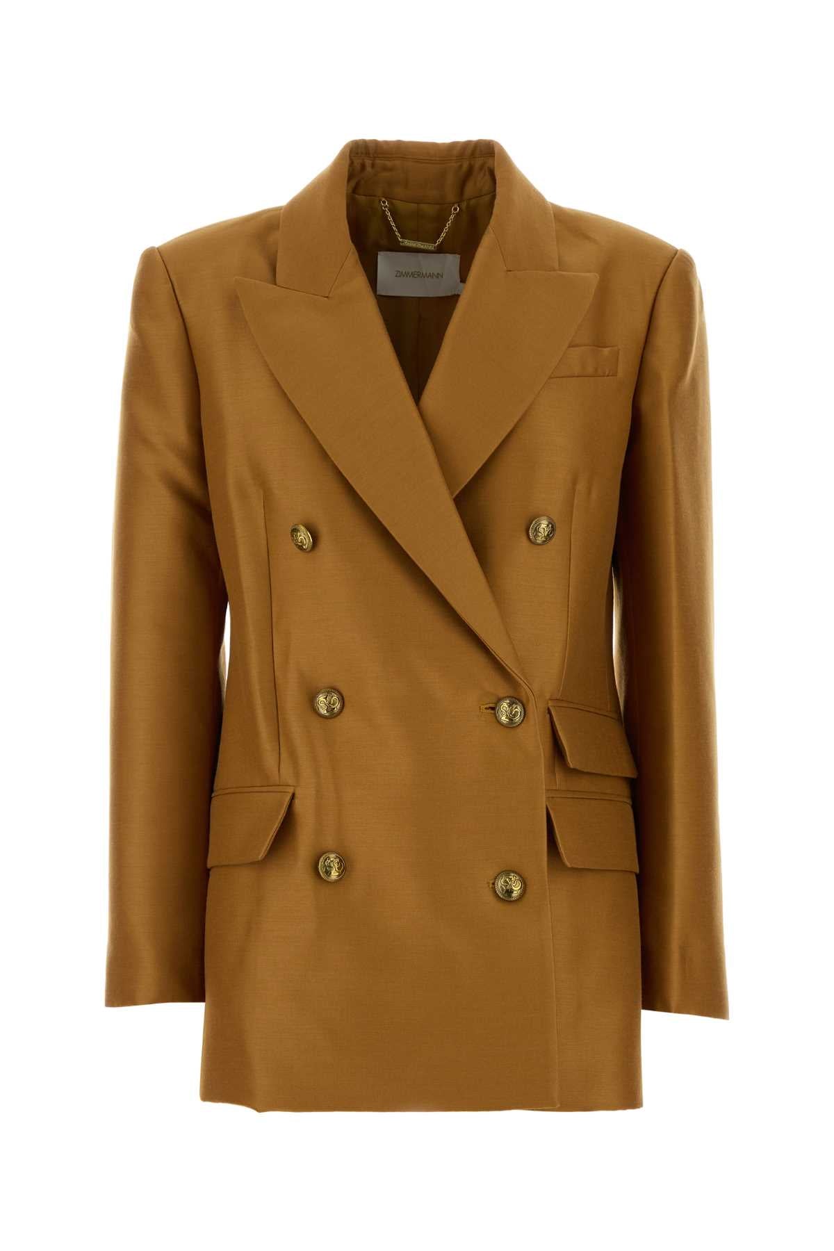 Zimmermann Women Caramel Wool Blend Hypnotic Blazer ZIMMERMANN