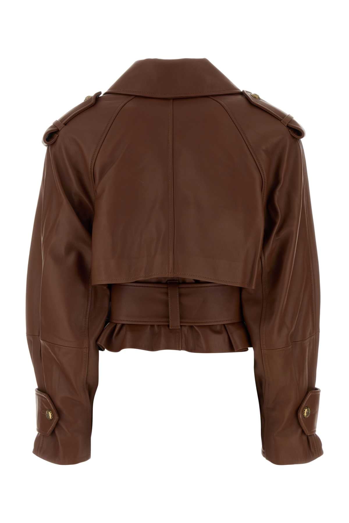 Zimmermann Women Brown Leather Hypnotic Trench Coat ZIMMERMANN
