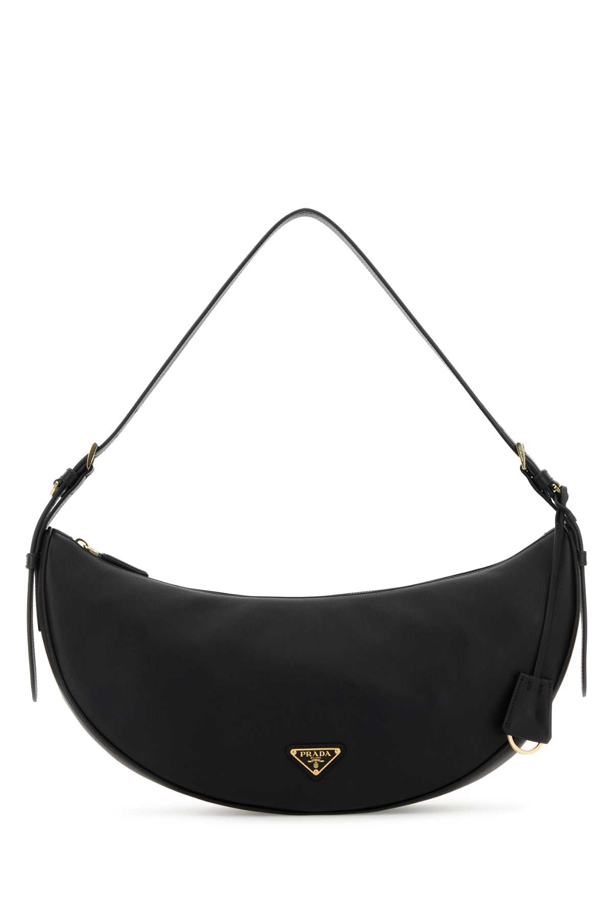 Prada Women Black Leather Large Prada Demi-Lune Crossbody Bag PRADA