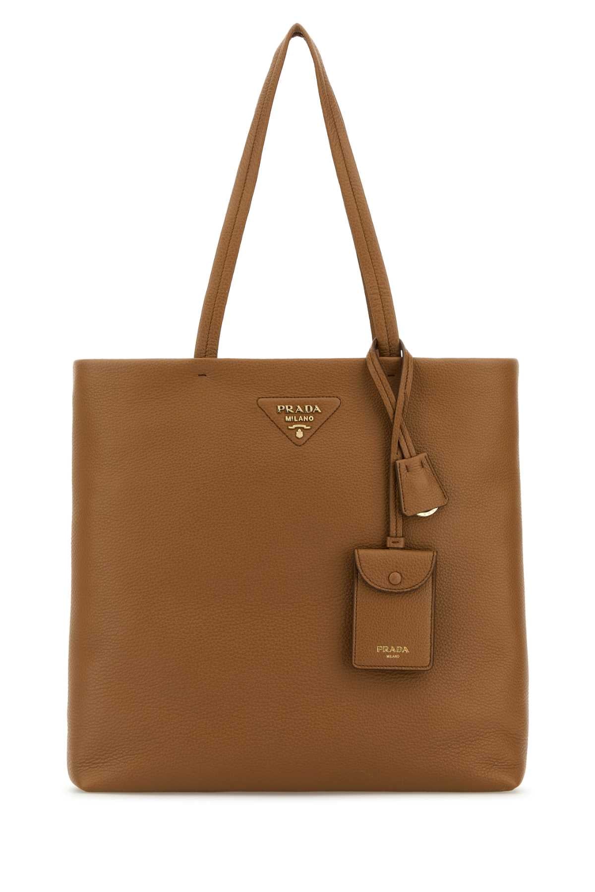 Prada Women Camel Leather Shopping Bag PRADA