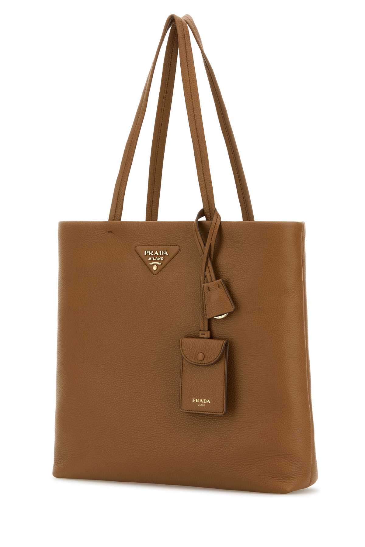 Prada Women Camel Leather Shopping Bag PRADA