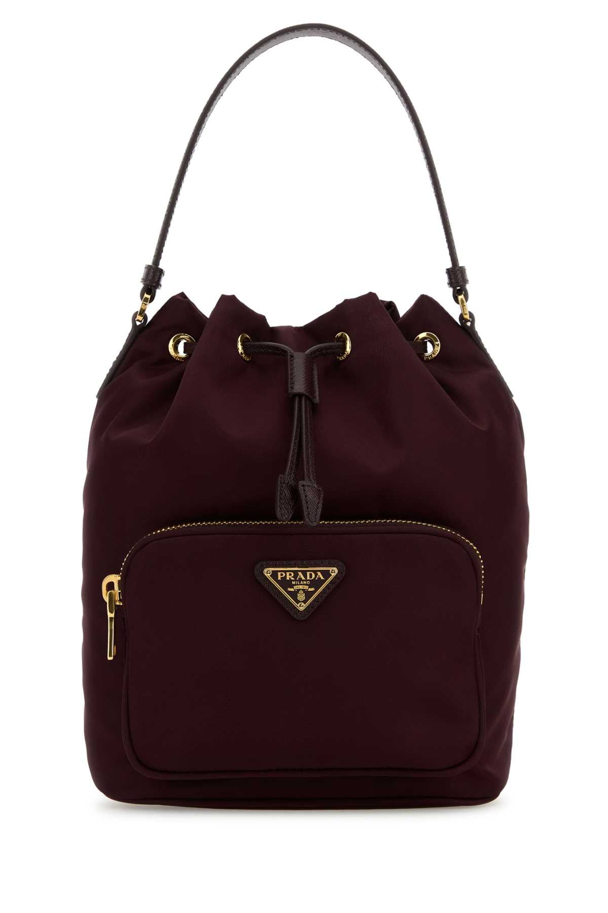 Prada Women Burgundy Re-Nylon Duet Bucket Bag PRADA