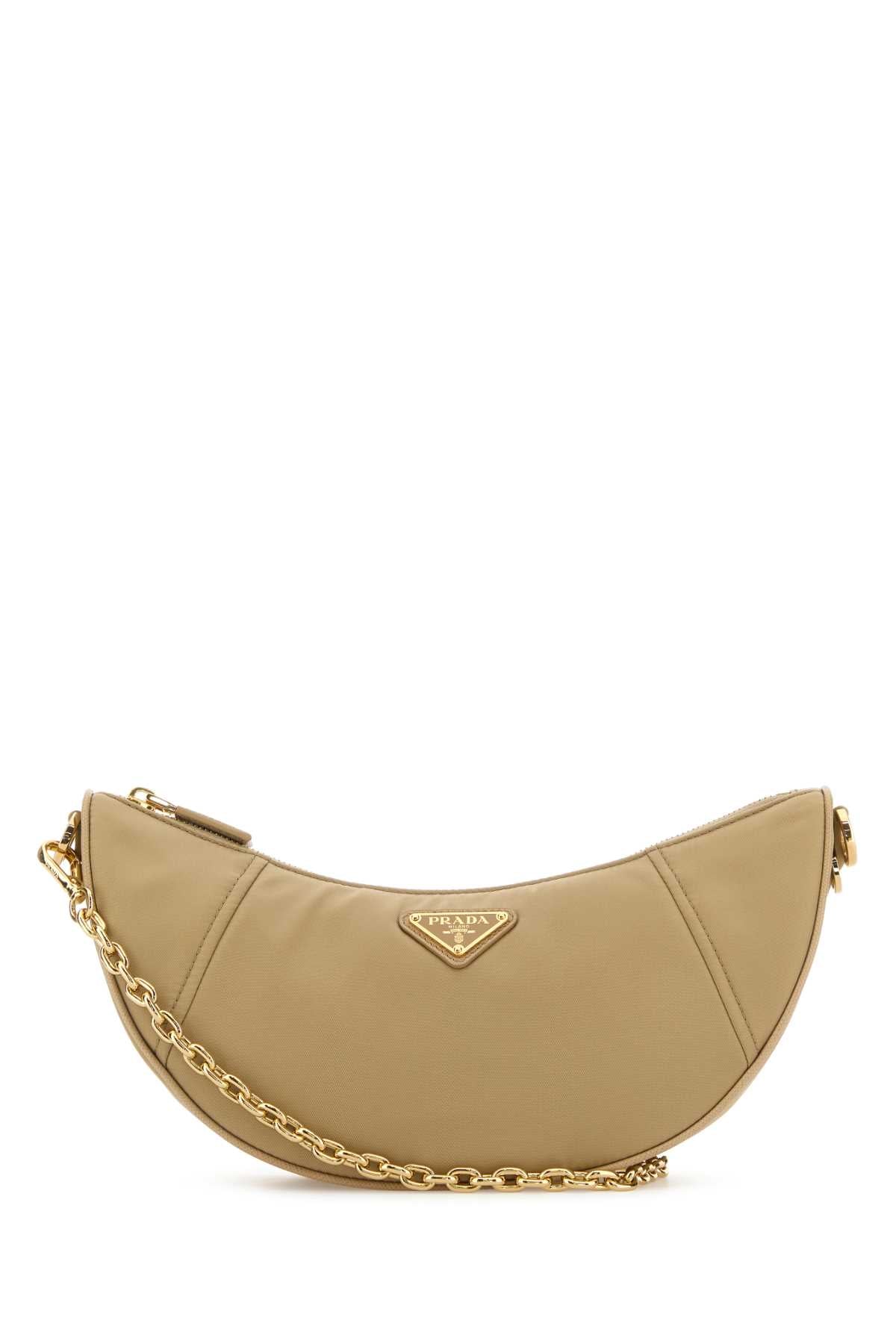 Prada Women Beige Re-Nylon Prada Demi-Lune Shoulder Bag PRADA